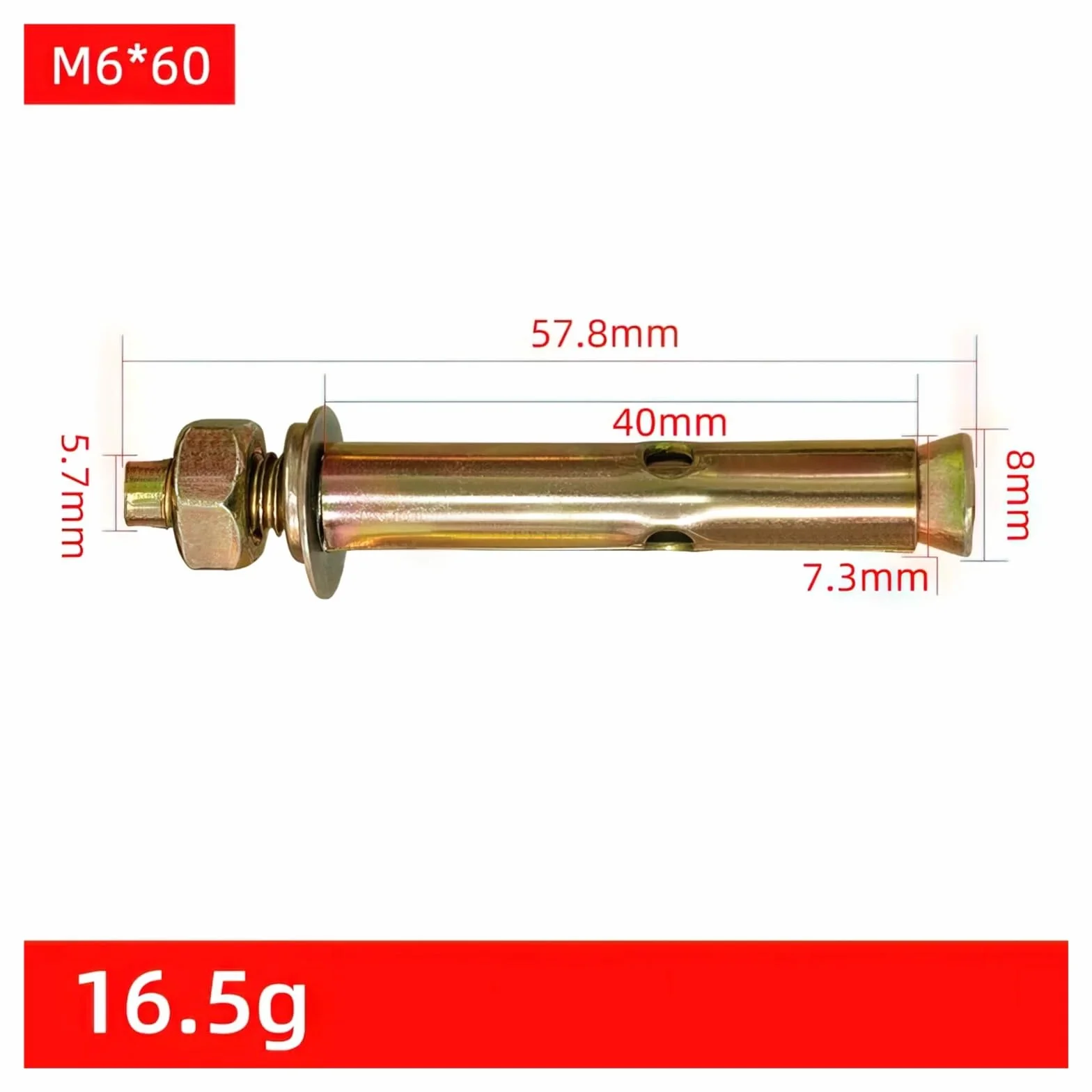 Śruby rozporowe kotwiące ze stali nierdzewnej Śrub Śruby rozporowe, kołki rozporowe, 5 szt. M6 X 60 mm