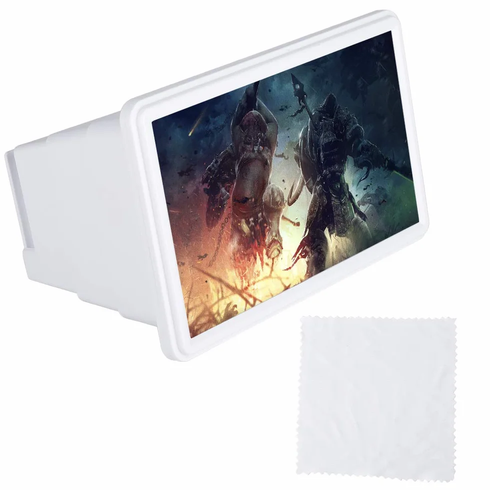 12-calowa lupa do ekranu telefonu, 3-krotne powiększenie 3D Film Smartphone Uchwyt wzmacniacza ekranu Powiększenie optyczne Telefon komórkowy Lupa wideo (biała)