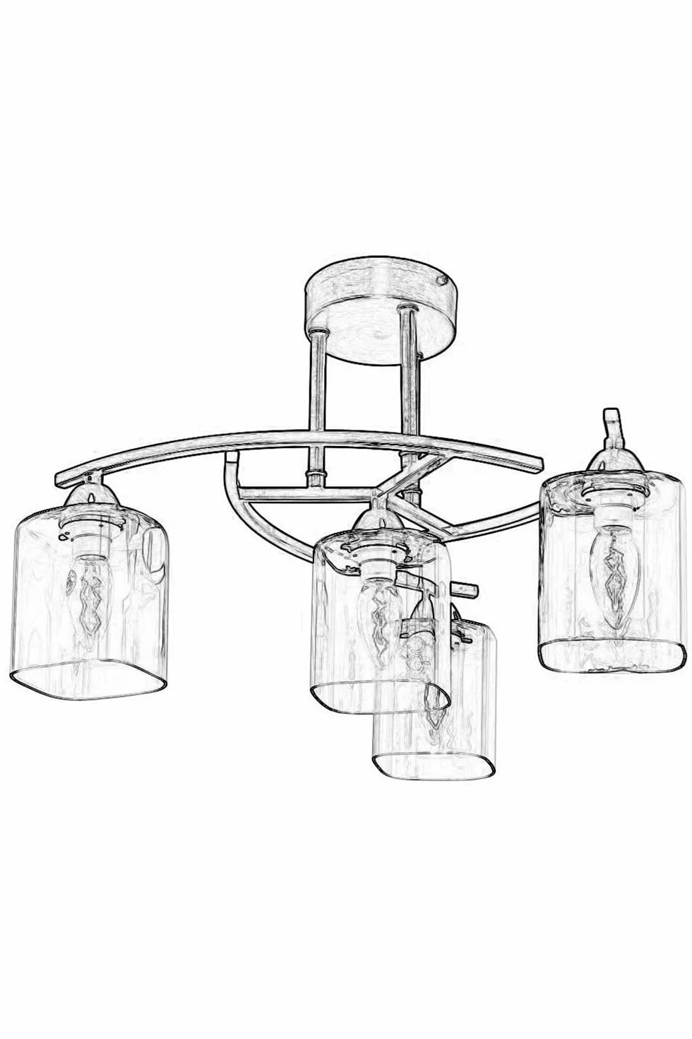 Opviq Elegancki miedziany żyrandol, długość 32 cm, średnica 51 cm, metalowa obudowa, szklana czapka, 4 x E14 maks. 4 W | nowoczesne wzornictwo industrialne do efektownych przestrzeni
