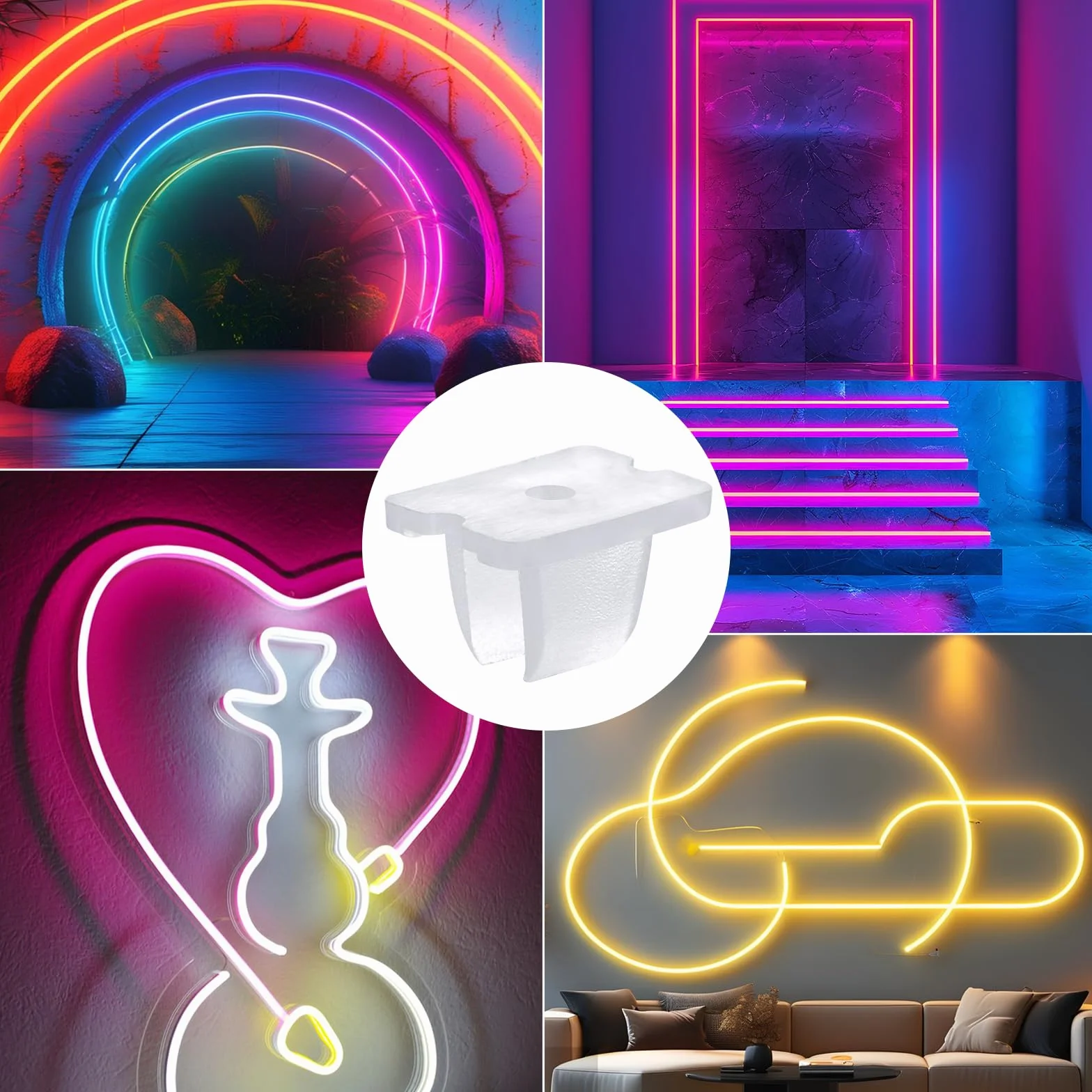Sliverdew 30 sztuk wodoodpornych klipsów do taśm LED, pasków, uchwytów montażowych, pasuje do silikonowych pasków LED od 5 mm do 6 mm, łącznie ze śrubami, przezroczyste