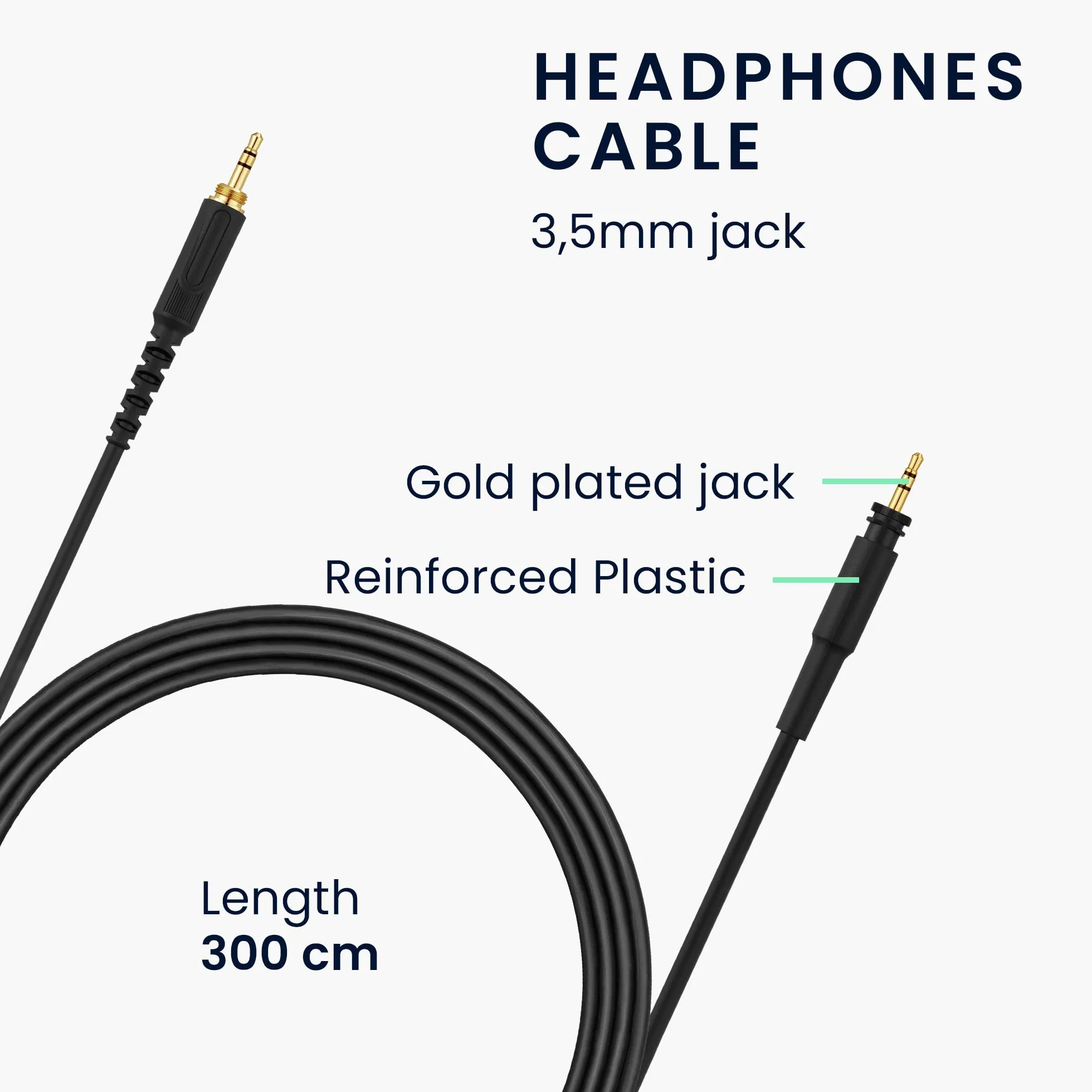 kwmobile Kabel słuchawkowy kompatybilny z Shure SRH440A / SRH840A / SRH440/SRH840 - 300 cm kabel ze złączem 3,5 mm + adapter do gniazda 6,35 mm