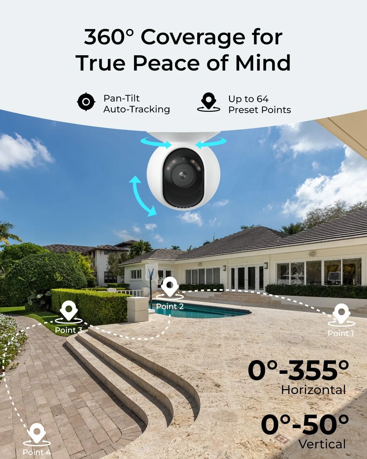 Reolink E1 Outdoor SE PoE 4K IP Kamera Zewnętrzna z Kolorowym Noktowizorem, Obrót 355°, Pochylenie 50°, Automatycznym Śledzeniem