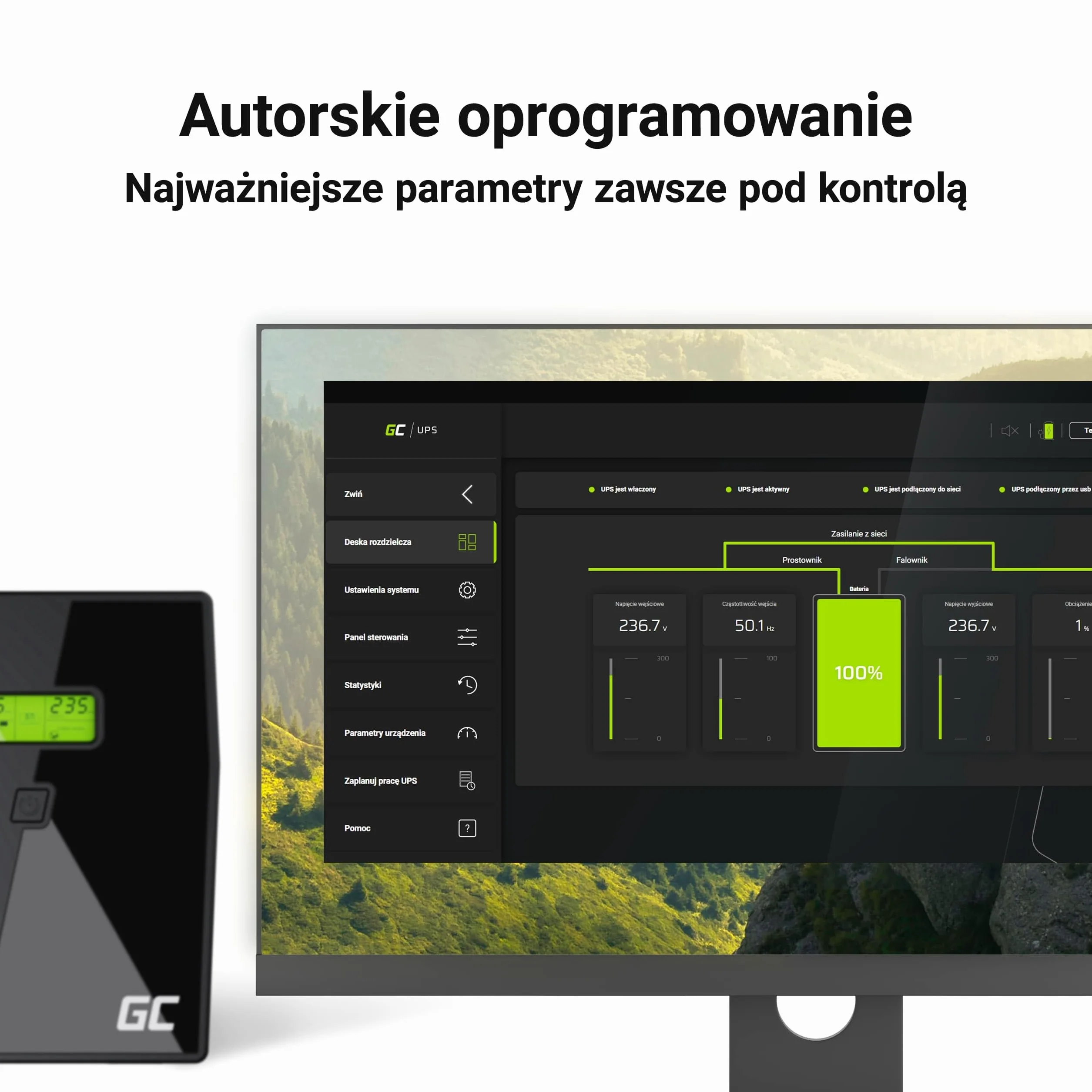 Green Cell UPS 1500VA 900W Line-Interactive AVR 230V 4x Schuko Zasilacz Awaryjny z wyświetlaczem LCD