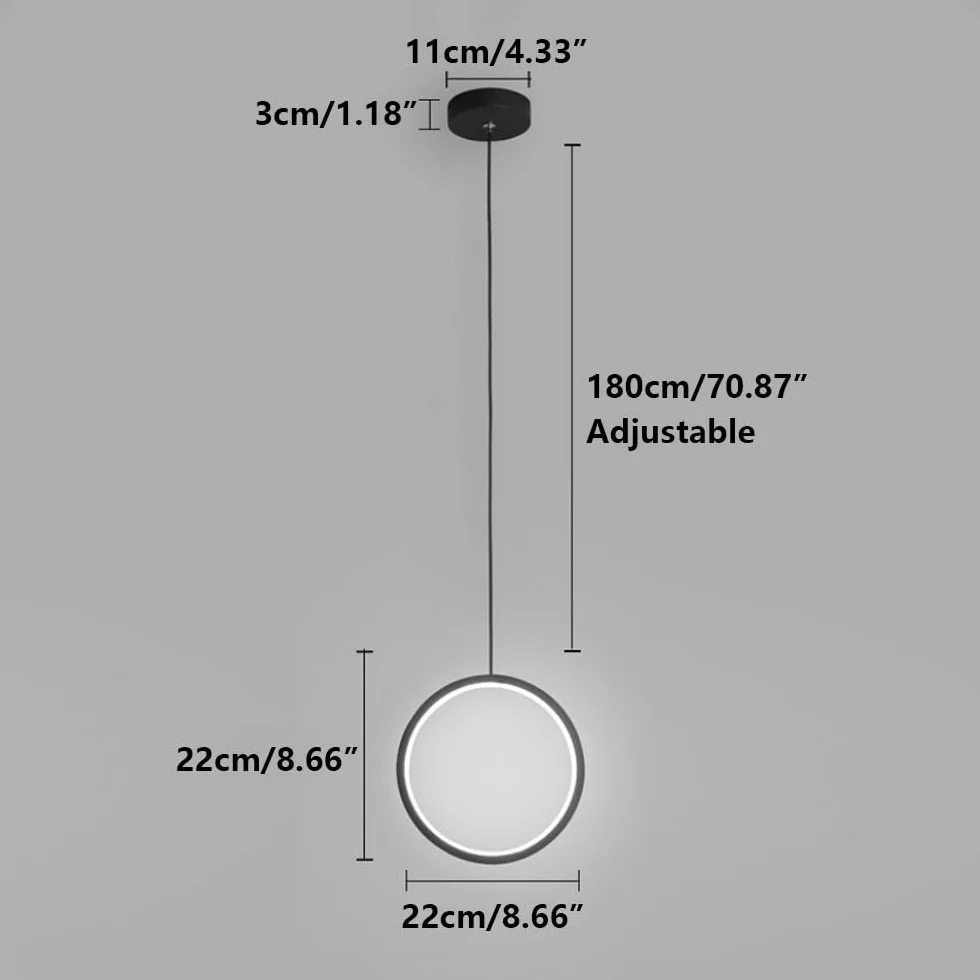 Nowoczesne oświetlenie wewnętrzne LED 10W Lampa wisząca Regulowana wysokość 180 CM Lampa wisząca Ciepłe światło Białe światło Żyrandol Pierścień LED Zawieszenie Oprawy ścienne Oprawy oświetleniowe do
