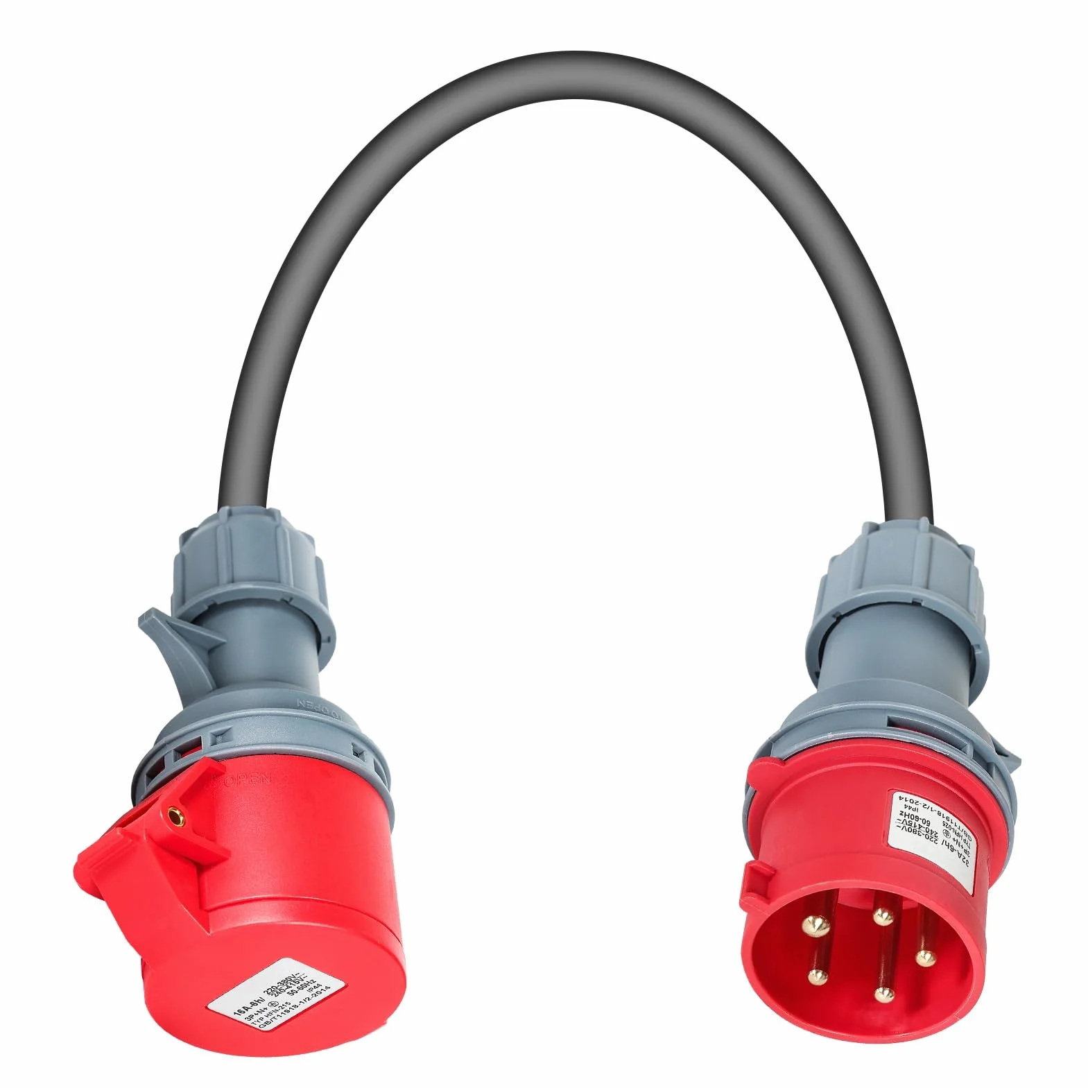Jadeshay Zasilacz CEE, adapter CEE 32 A męski na 16 A żeński 5-pinowy kabel adaptera wysokiego prądu 32 A na 16 A kabel 1 m 5 x 2,5 mm²