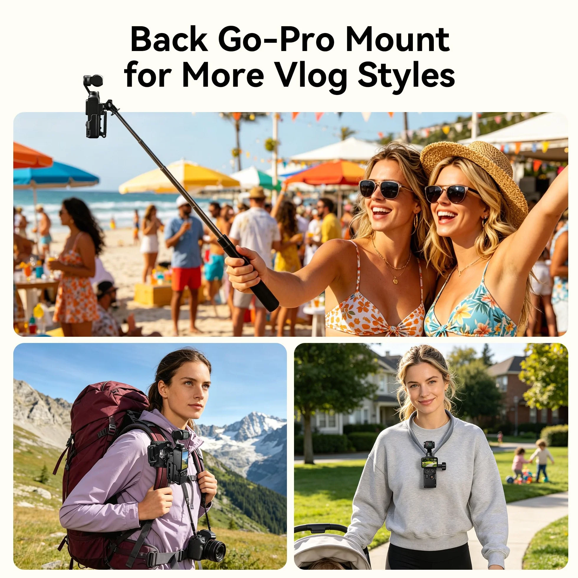 AMAZEAR Magnetyczny Uchwyt Montażowy dla DJI Osmo Pocket 4/3, Adapter Rozszerzający, Uchwyt z Przyssawką, 180° Regulowany, Czarny