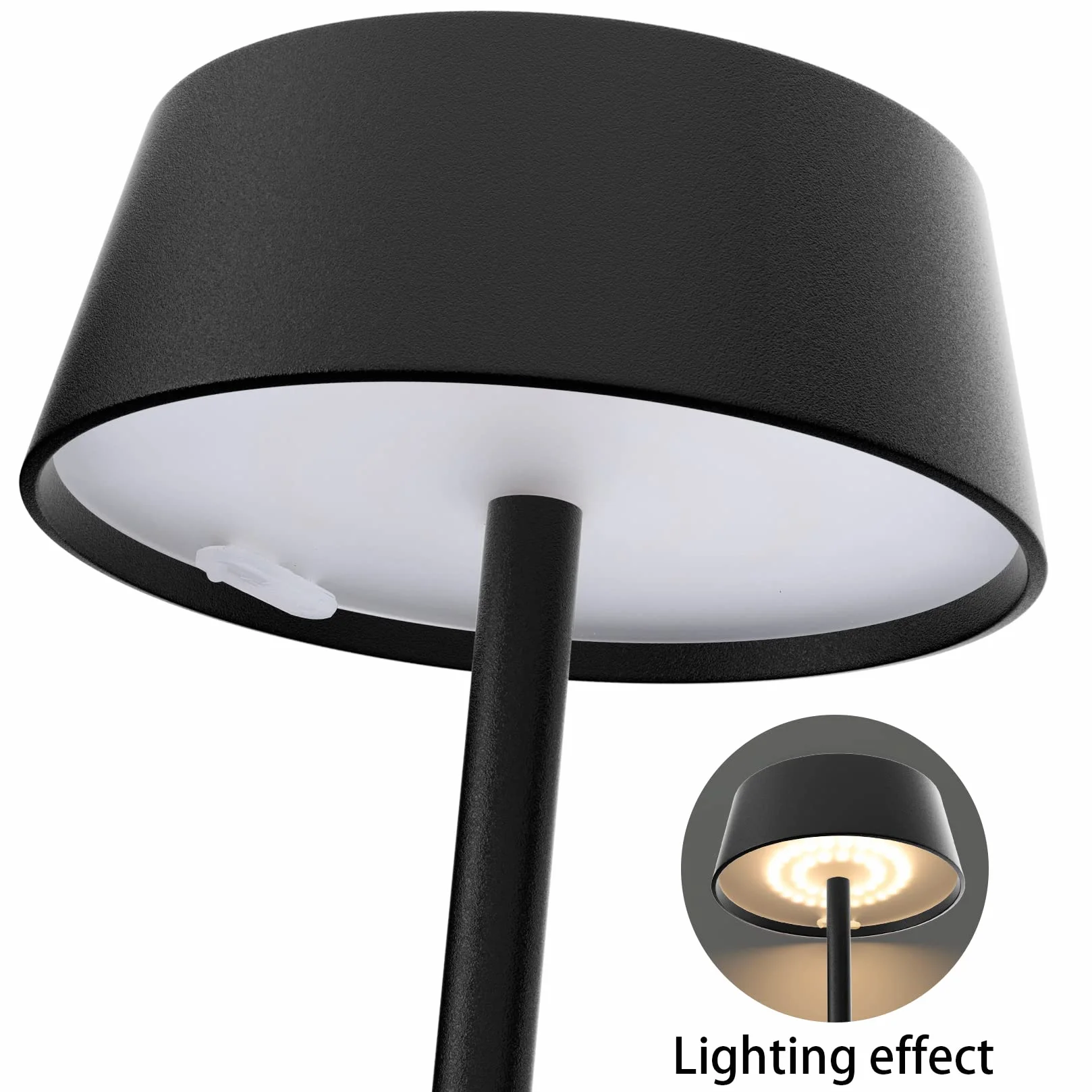 K-Bright przyciemniana lampa stołowa LED z akumulatorem, ładowalna, ciepła kolorystyka światła, 3000K, wodoodporna lampa biurkowa do użytku wewnętrznego i zewnętrznego, 1 metr USB-C, czarna (2 sztuki)