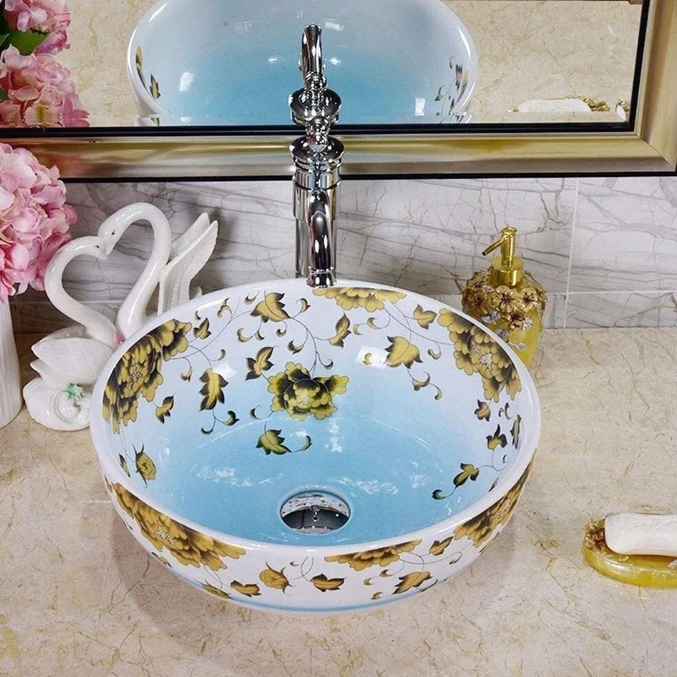 Szafka Pod Umywalkę Z Umywalką, Umywalka Nablatowa, 12-Calowa Okrągła Umywalka Nablatowa, Porcelanowe Umywalki Ceramiczne, Amerykańska Biała Umywalka Nablatowa