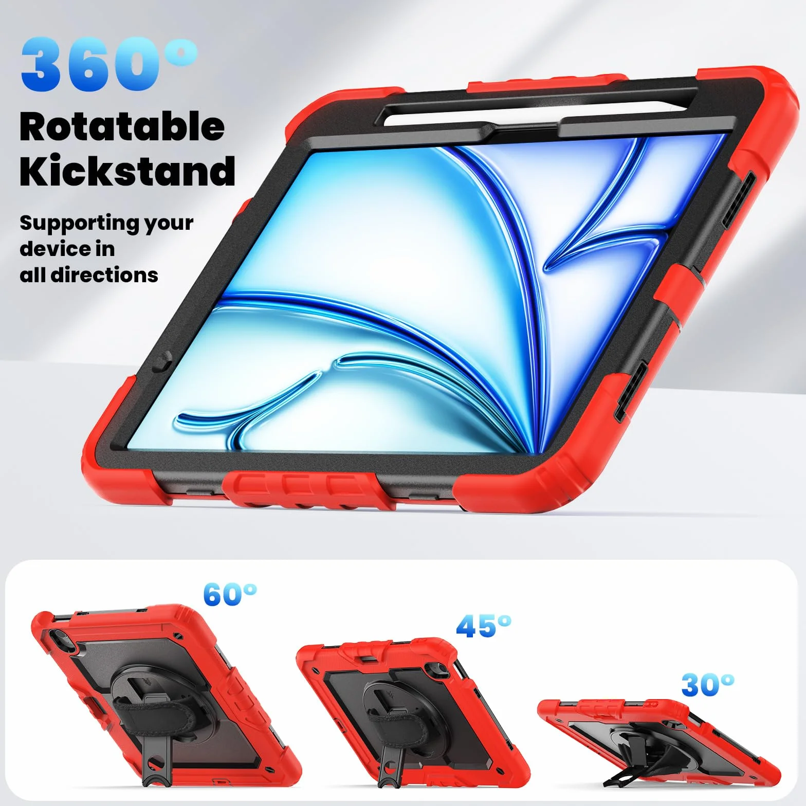 Etui 4 w 1 do Apple iPad Air 11 2024 M2 11 cali os?ona zewn?trzna ochrona + stojak + pasek do noszenia