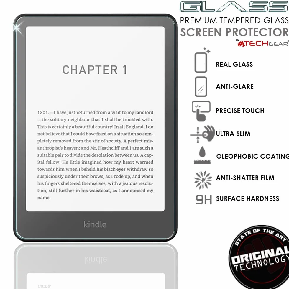 TECHGEAR Matowy szklany ekran do 17.8 cm Amazon Kindle Paperwhite/Signature/Kids/Kindle Colorsoft (2024 / 12. generacji) [antyodblaskowy] [matowy] ochraniacz ekranu ze szkła hartowanego [9H] [odporny