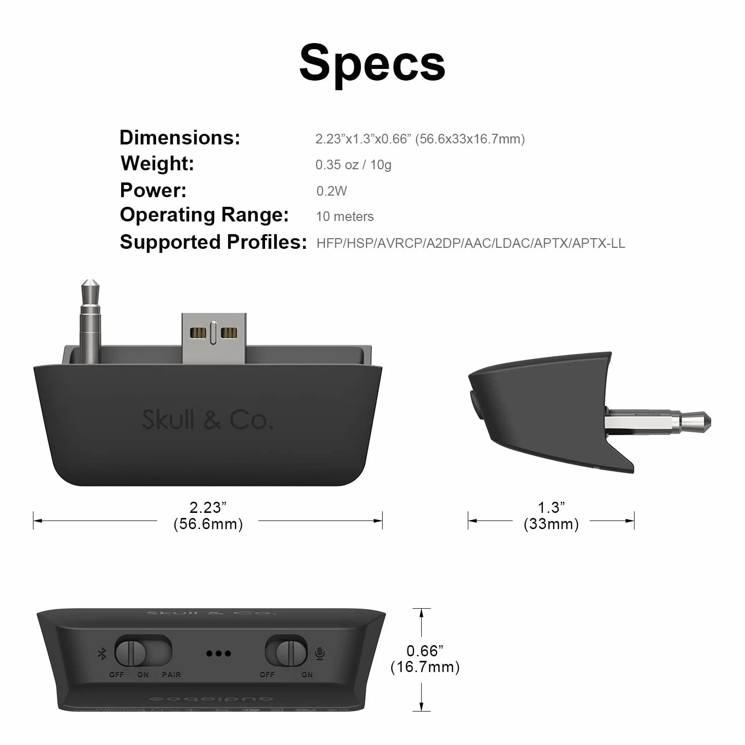Skull & Co. AudioBox dla Xbox (XSX/XSS/Elite) Kontrolery: Bluetooth 5.0 Bezprzewodowy adapter nadajnika audio o niskim opóźnieniu - czarny
