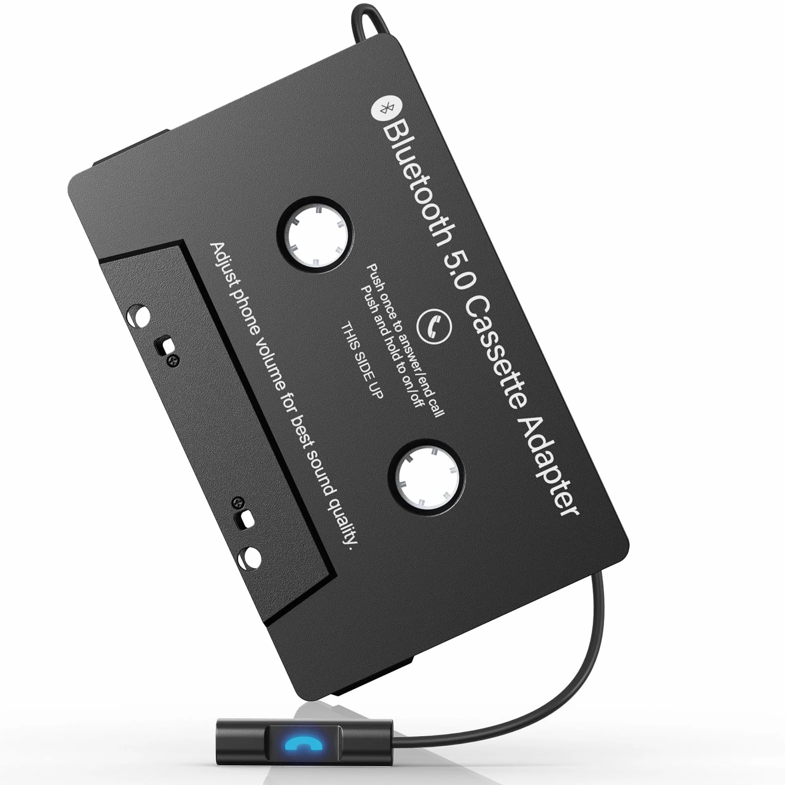 Adapter kasetowy aux samochodowy Bluetooth 5.0 audio z kasety na AUX z mikrofonem/przyciskiem sterowania zdalnego