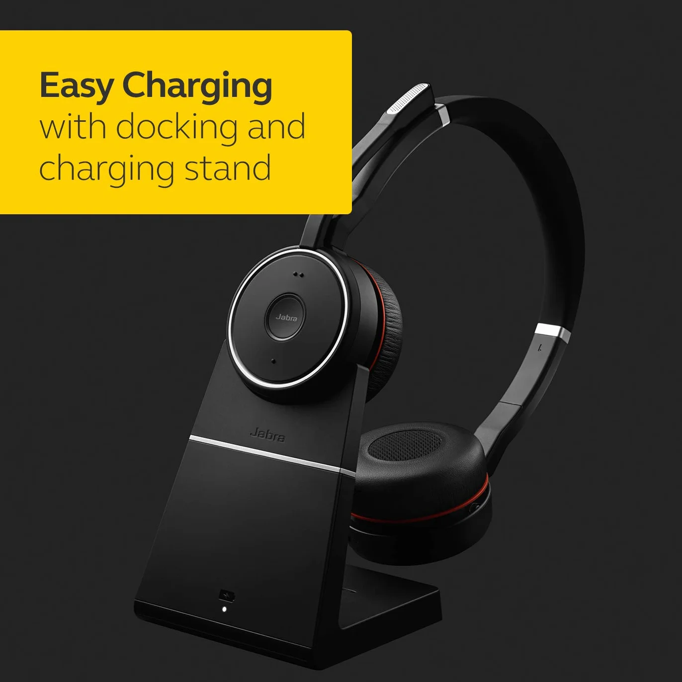 Jabra Evolve 75 MS Stereo zestaw słuchawkowy, bezprzewodowy i nauszny, z certyfikatem Microsoft, długotrwałą baterią i stacją ładującą - adapter Bluetooth USB - czarny