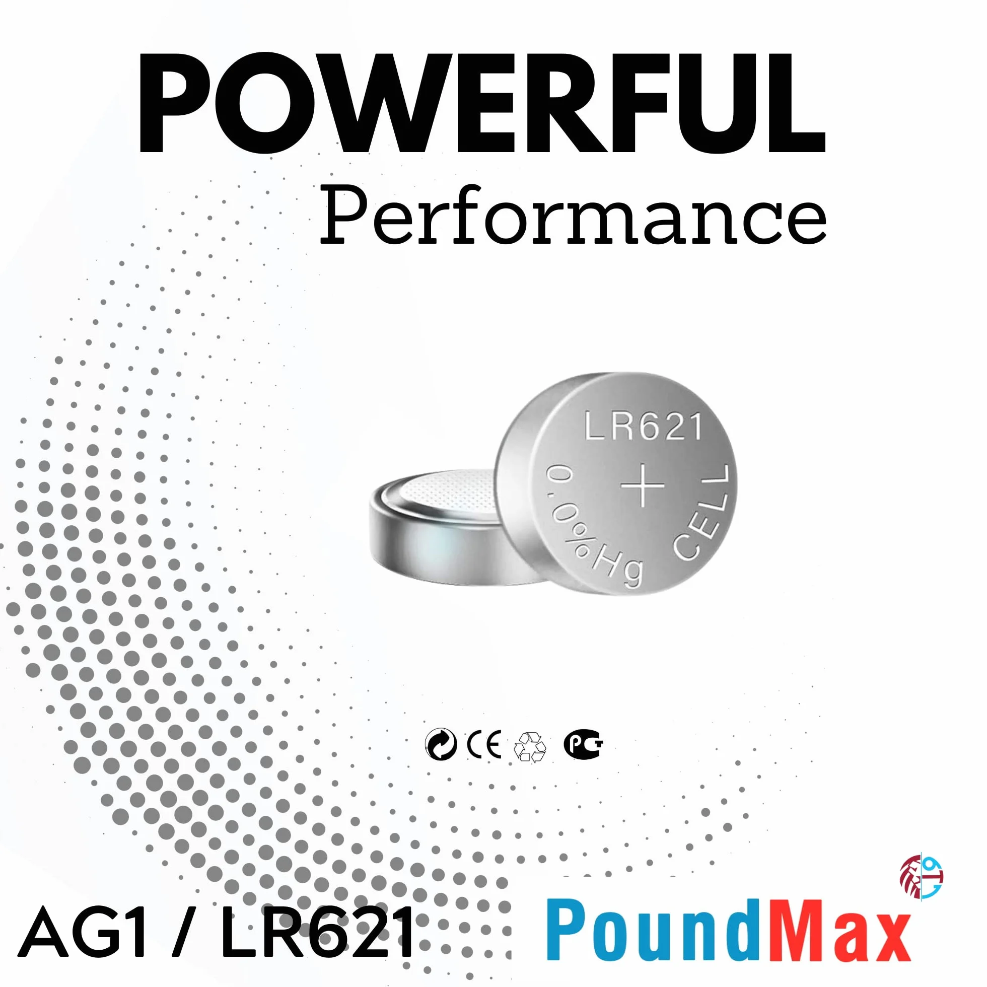 10 x AG1 364 363 LR621 SR621SW 1,5 V PoundMax alkaliczna bateria guzikowa