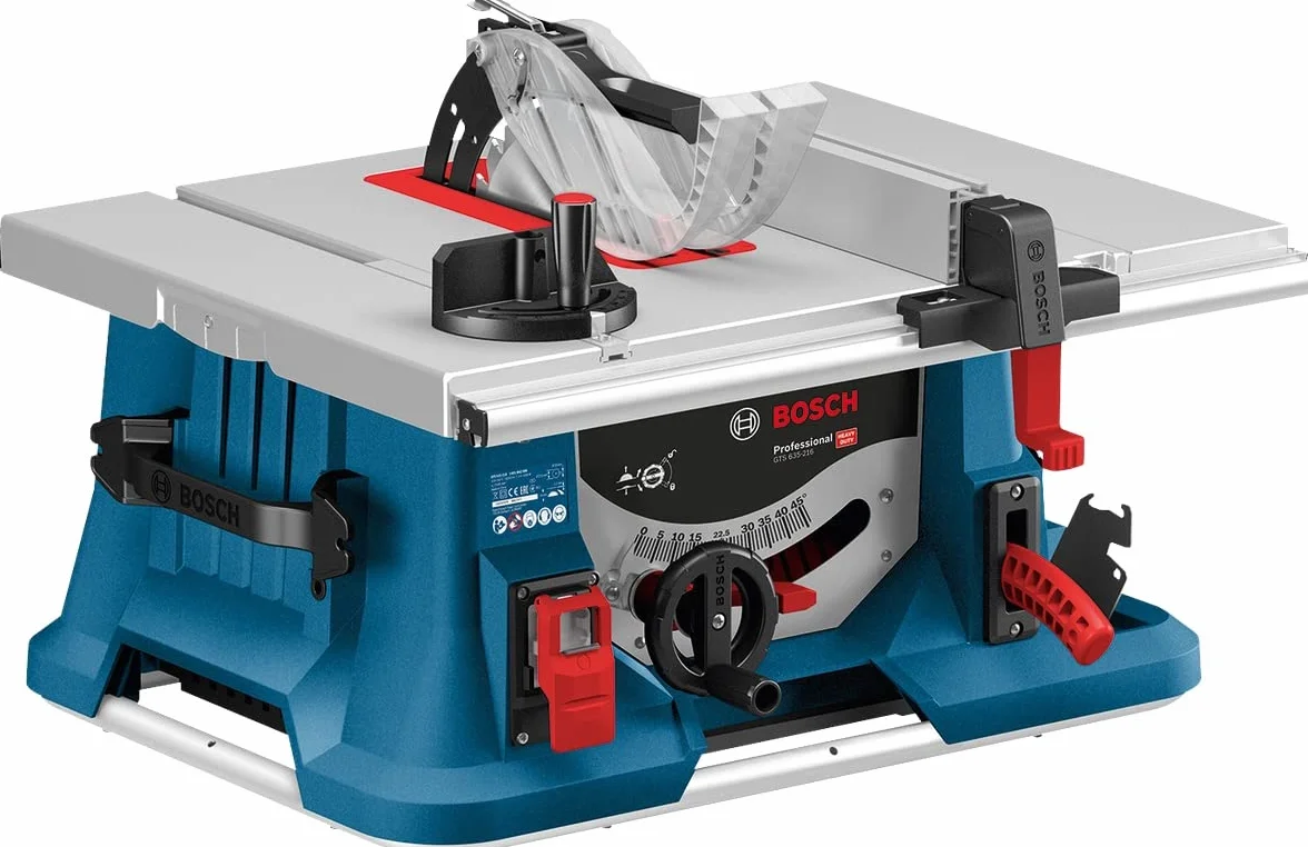 Bosch Professional: piła stołowa GTS 635-216 (1 600 W, średnica tarczy pilarskiej 216 mm, prędkość obrotowa bez obciążenia 5 500 obr./min, 1 tarcza pilarska)