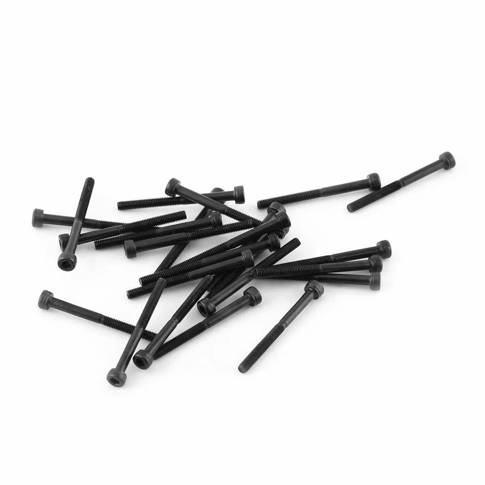 Zestaw śrub z łbem sześciokątnym, zestaw śrub z łbem walcowym Akozon M3 ze stopu stali węglowej ze stopu 12,9 4-50 mm (M3 * 35 mm, częściowo gwintowany - 24 szt.)