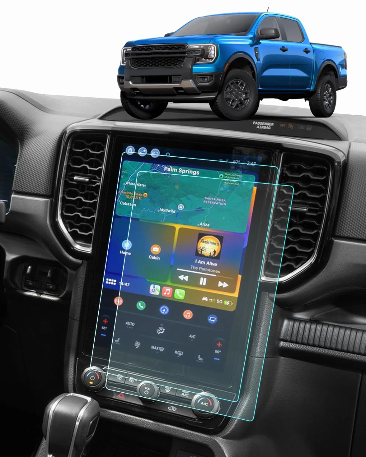 BIXUAN Folia ochronna do nawigacji Ford Ranger T9 12" 2023/2024/2025 2 sztuki