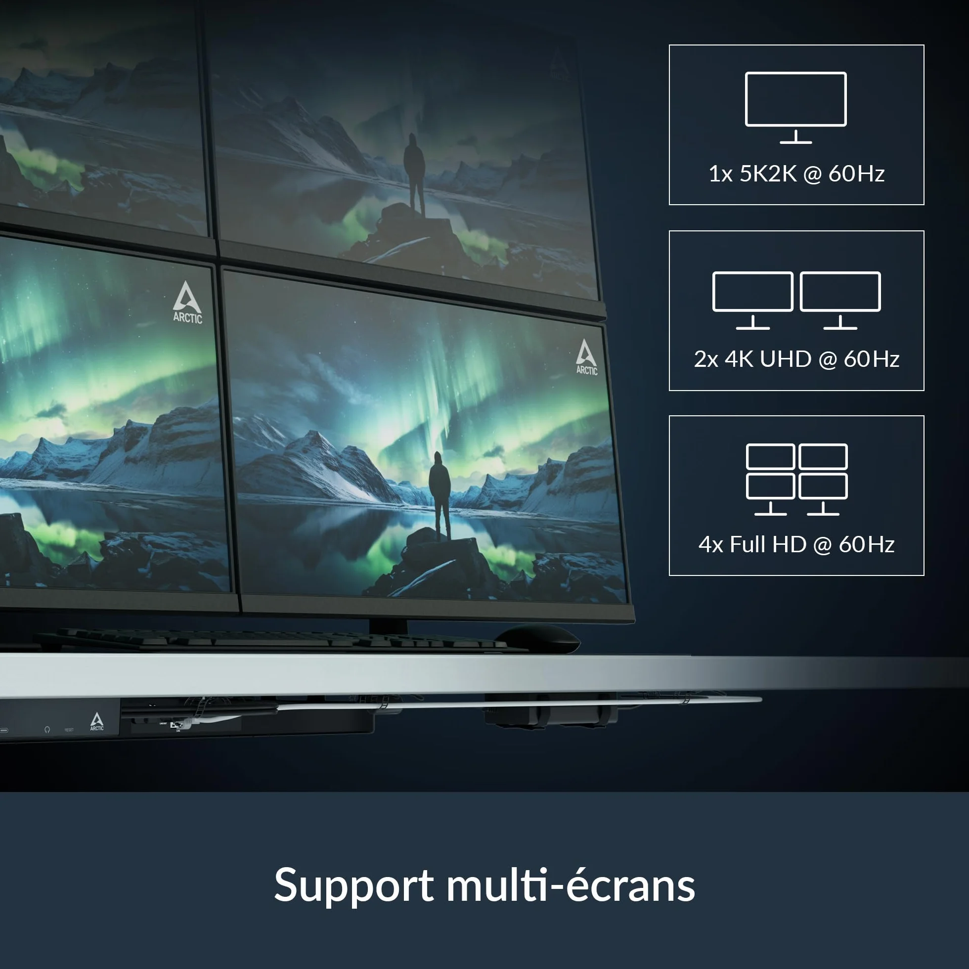ARCTIC Senza 5700G - Pasywnie chłodzony, cichy komputer stacjonarny do montażu pod stołem, Windows 11 Home, AMD Ryzen 7 5700G, 8 Cores, 3,80–4,60GHz, 32 GB DDR4 RAM, 1 TB M.2 SSD, 2.5G LAN, USB 3.2
