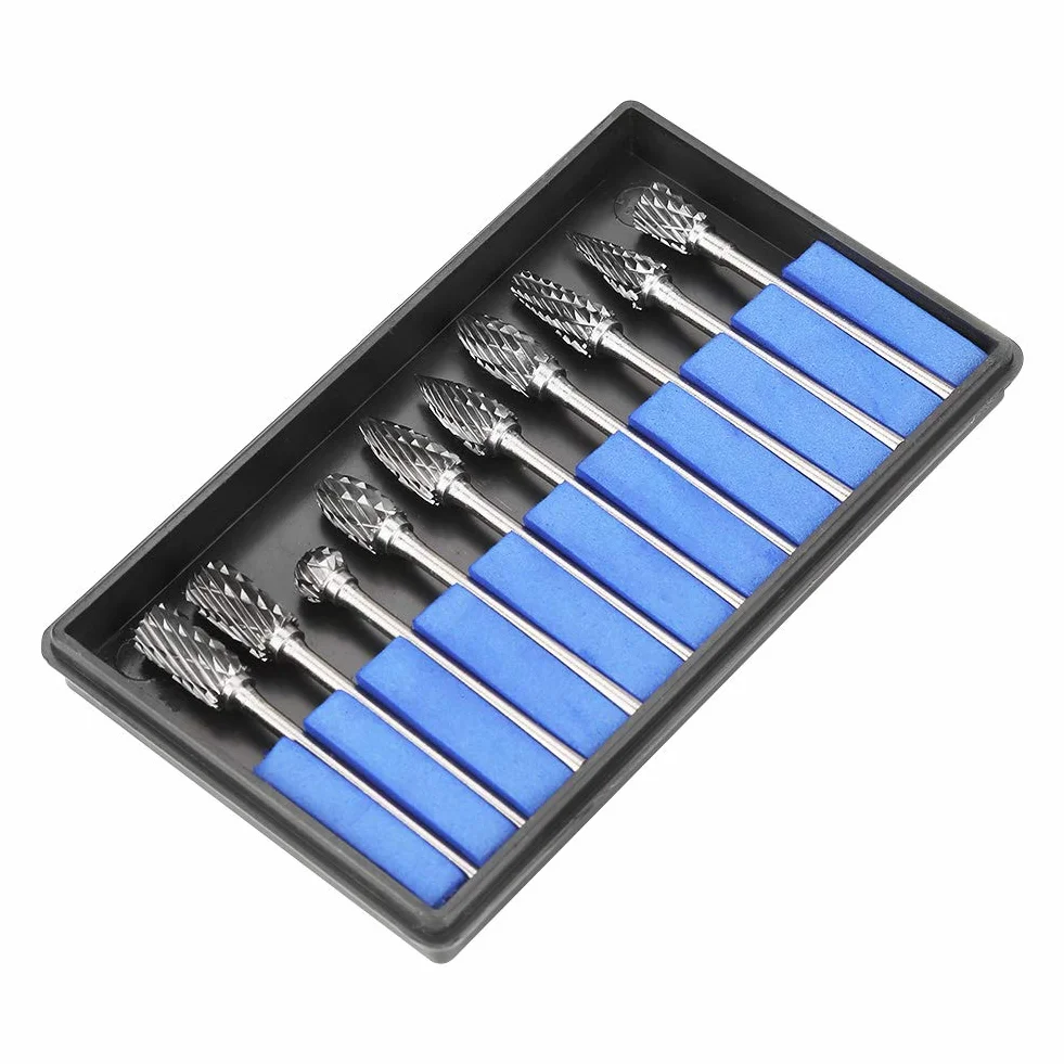 Pilniki obrotowe do frezów stalowych, 10 sztuk 2,35 x 6 mm frezy obrotowe frezy z węglika wolframu stal zestaw narzędzi do rzeźbienia metalu