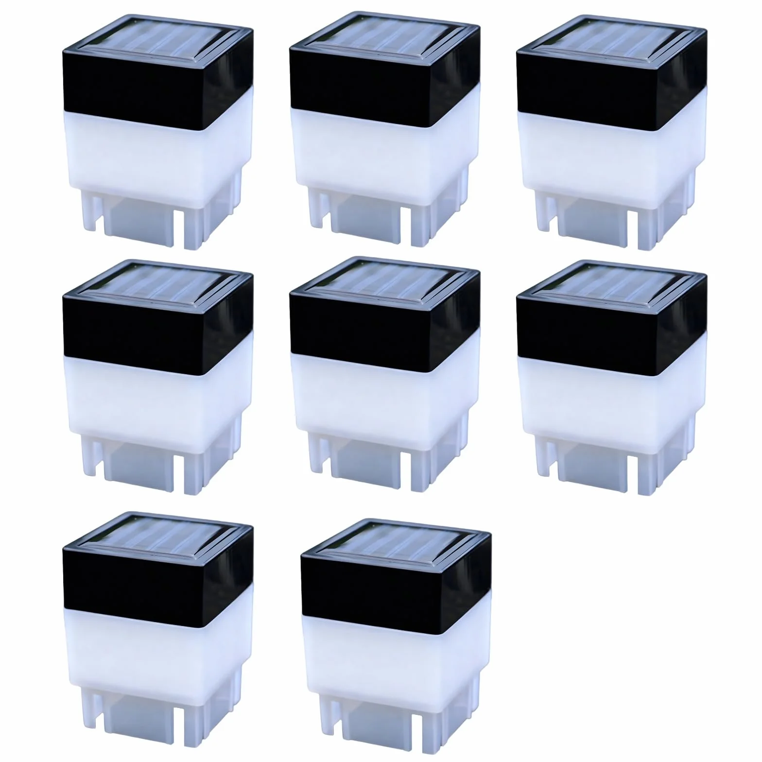 8 sztuk 50 x 50 mm słupek ogrodzeniowych, czarna solarna dioda LED, 2 x 5 cali, plastikowe kwadratowe lampy solarne do dekoracji ogrodu