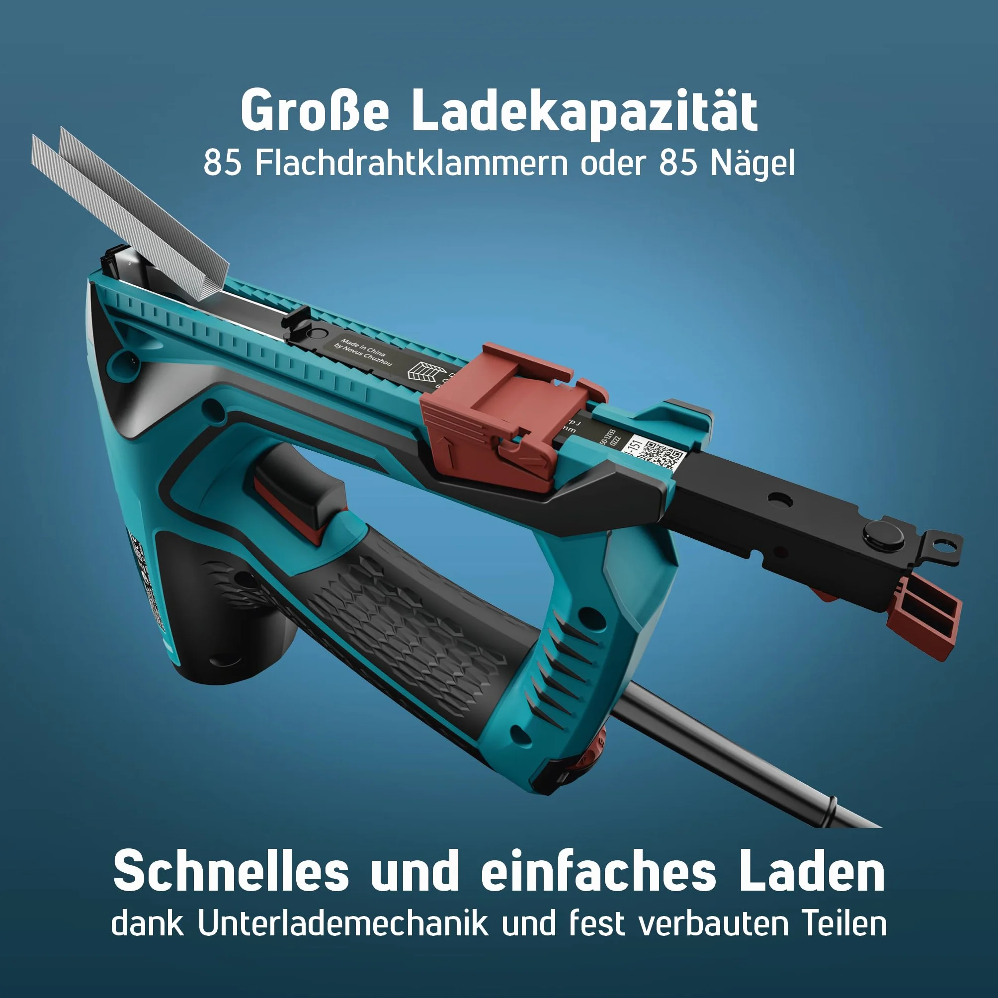NOVUS TOOLS Zszywacz elektryczny J-151, zestaw ze 1200 zszywkami, profesjonalny zszywacz i pistolet do paznokci z regulacją siły uderzenia, ogranicznikiem dystansowym i mechanizmem podładowania │ do
