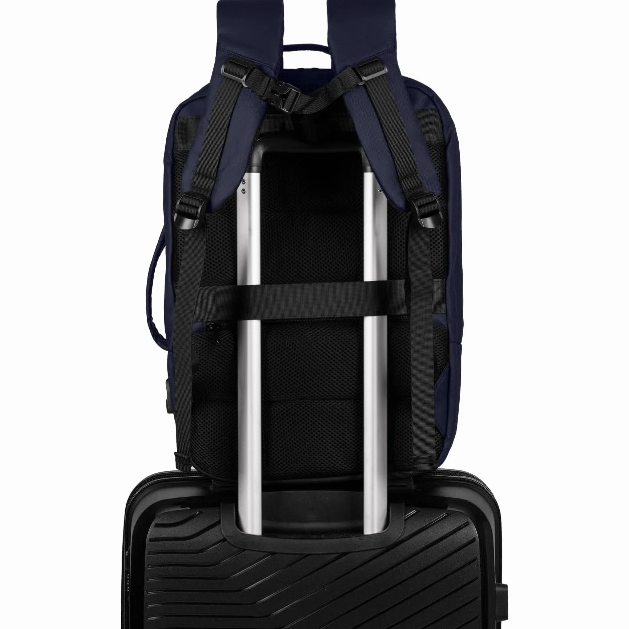 Plecak VIREO WINGS Granatowy 40x29x15 cm 20L Port USB Kieszeń na Laptop 17" Bagaż Podręczny