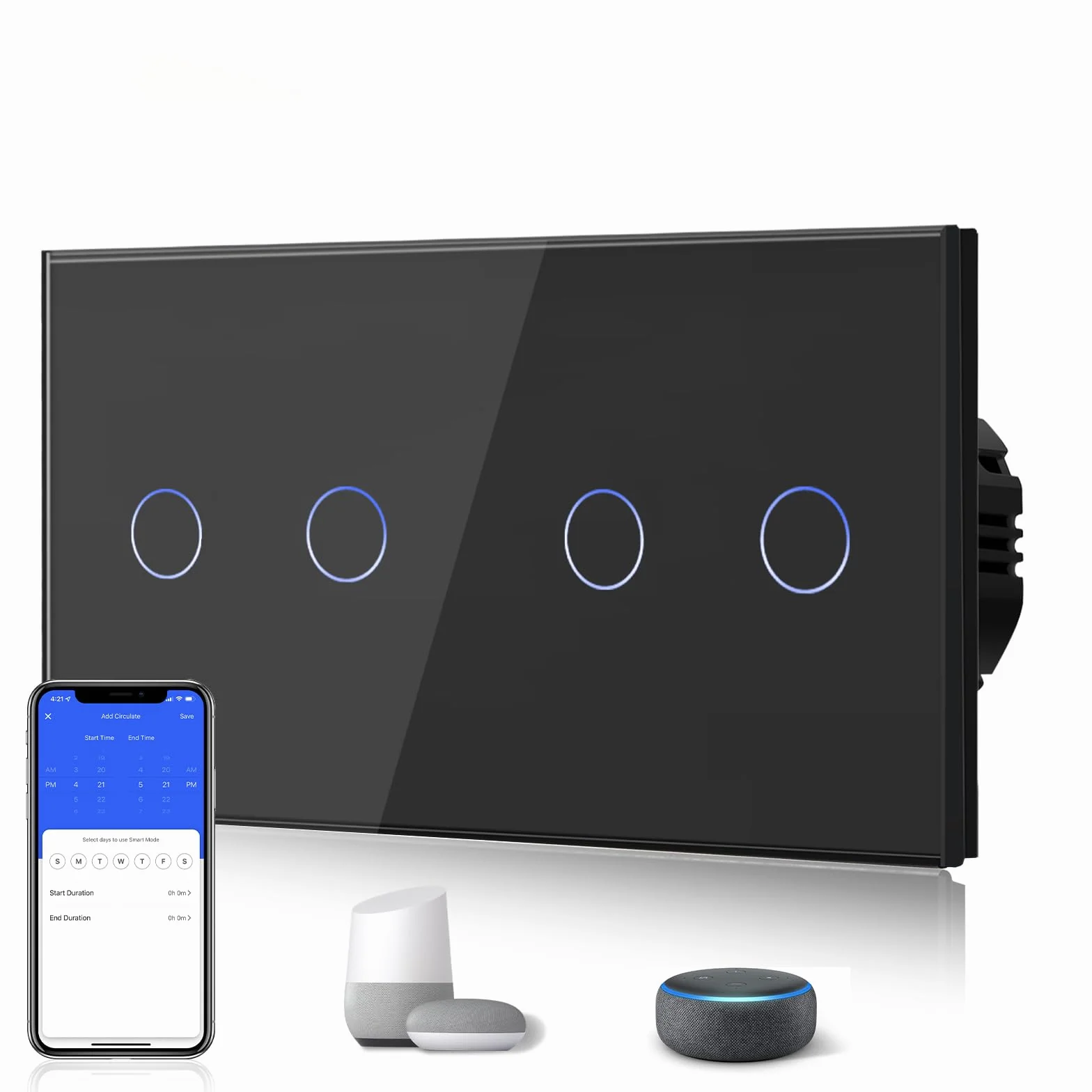 BSEED Inteligentny przełącznik światła Alexa ze szkła, inteligentny dotykowy przełącznik ścienny WiFi 2-funkcyjny 1-drożny + 2-funkcyjny 1-drożny (wymagany przewód neutralny), kompatybilny z Alexa