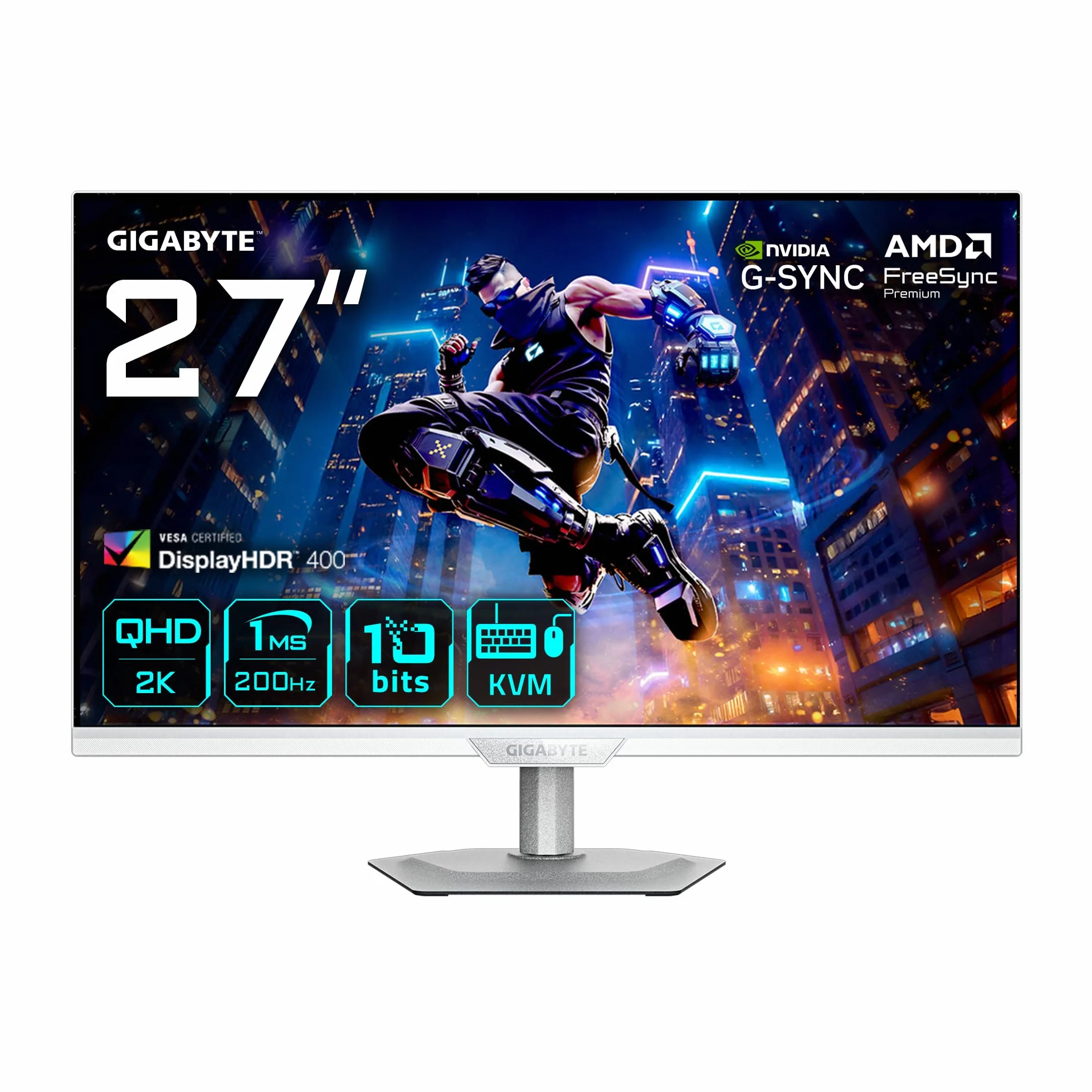 GIGABYTE M27Q2 QD ICE 27-calowy monitor gamingowy QHD – 2560 x 1440, 200 Hz, 1 ms, 350 cd/m², FreeSync Premium, Display HDR400, HDMI 2.0, Displayport 1.4