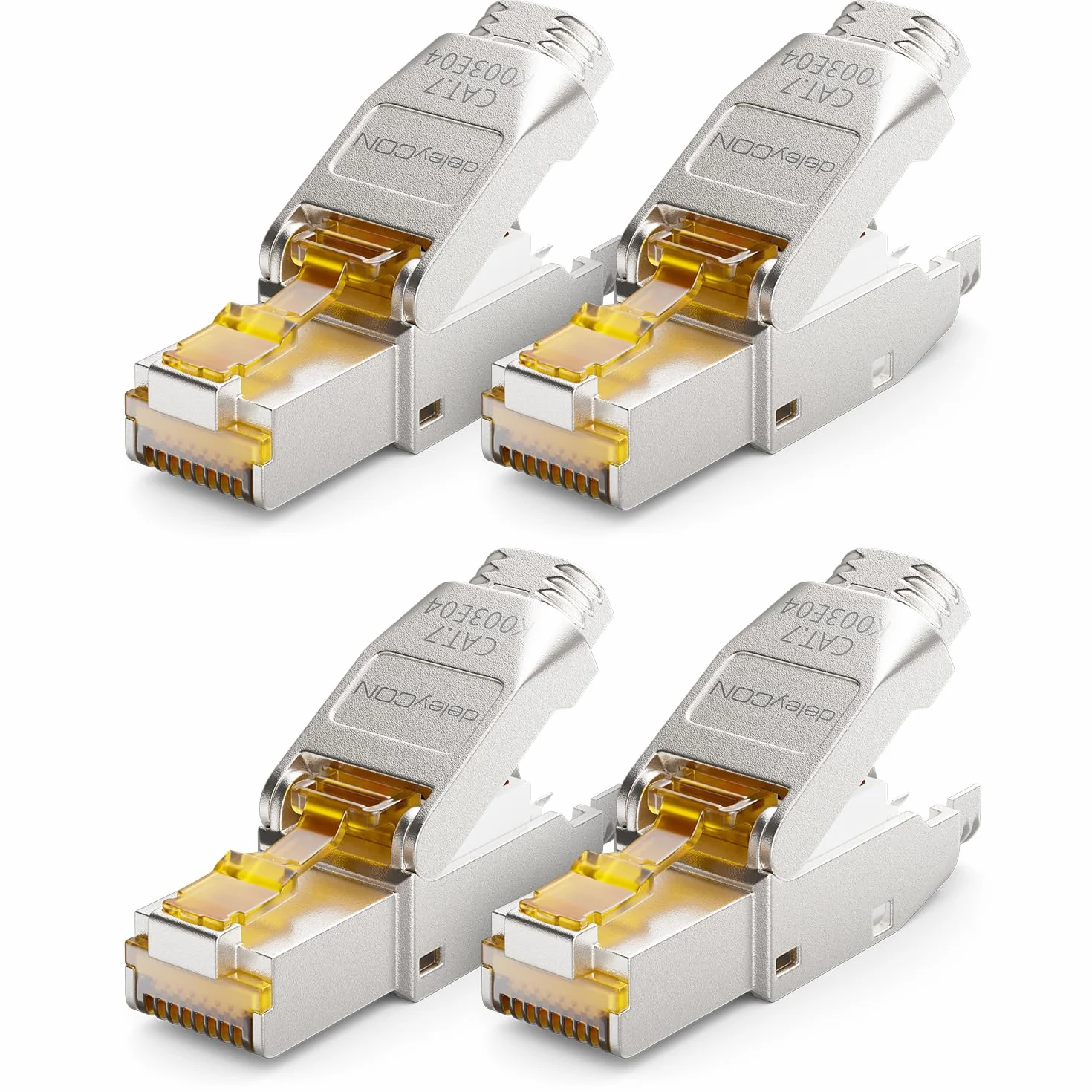 deleyCON CAT 7 Wtyczka Sieciowa Kątowa Ekranowana 10 Gbit/s 600 MHz RJ45