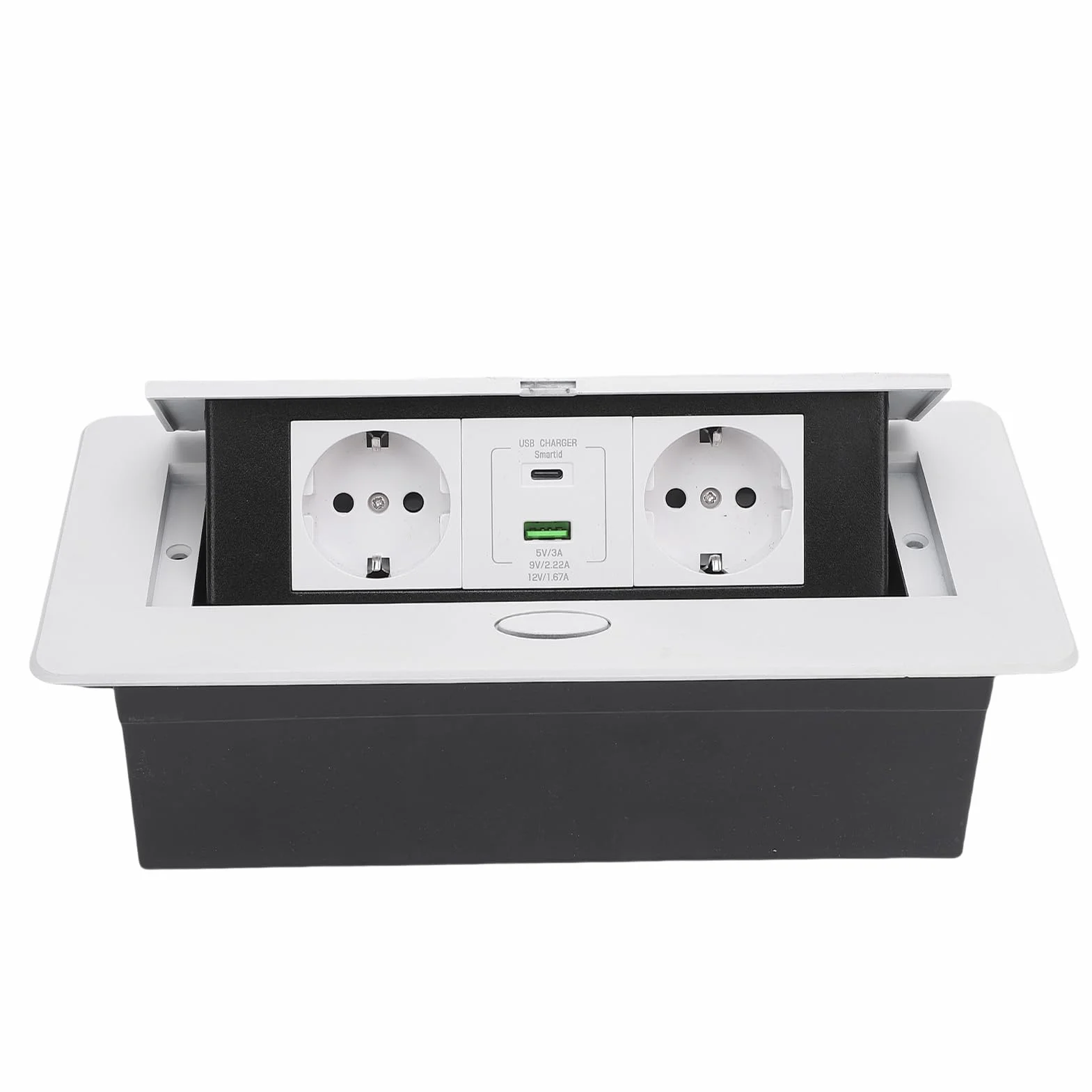 Generic Wpuszczana Skrzynka Gniazdkowa do Komputerów Stacjonarnych Wodoodporny Koncentrator Zasilający Elegancki 2-bolcowy i Gniazdo USB Typu C do Domowego Biura, Matowobiały
