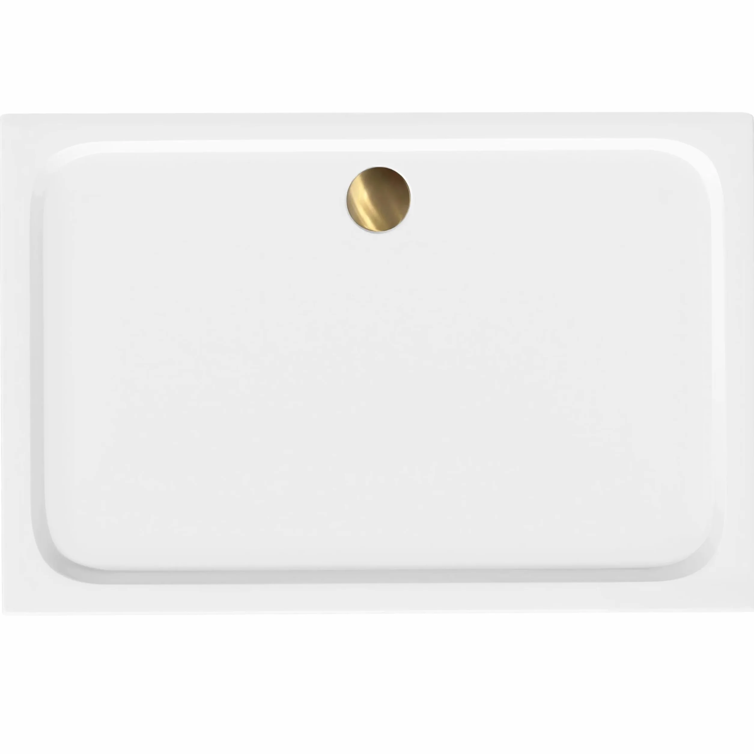 Rea - Brodzik Prysznicowy Akrylowy Belmond Biały 80X100 80X100 syfon miedź sczotkowana - 100 x 80 x 5 cm