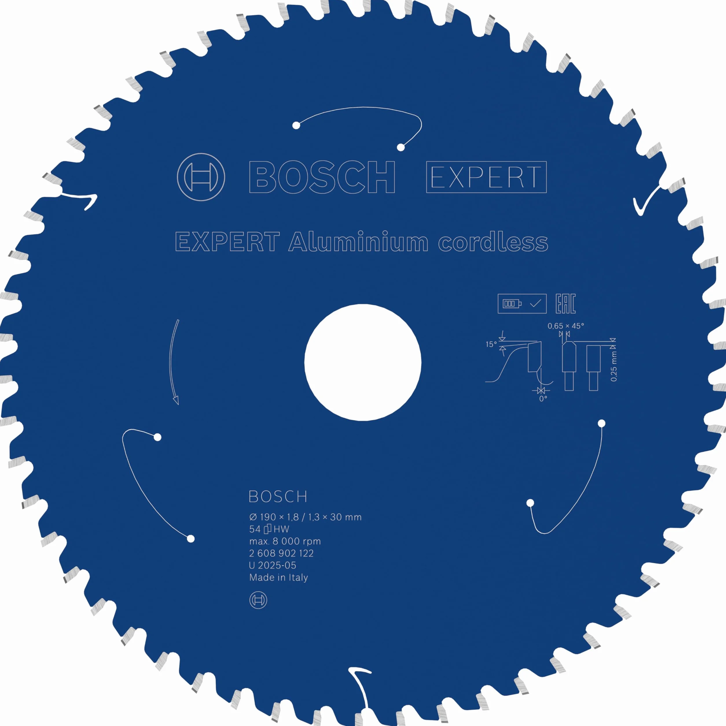 Bosch 1x Tarcza pilarska EXPERT Aluminium cordless (do Aluminiowy, Ø mm, Professional Akcesoria Bezprzewodowe ręczne pilarki tarczowe)