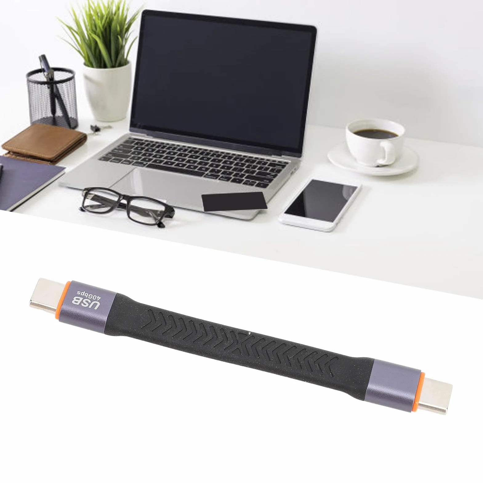 Kabel USB C 3.2 Gen 2 40 Gb/s, Elastyczny, do Laptopa i SSD