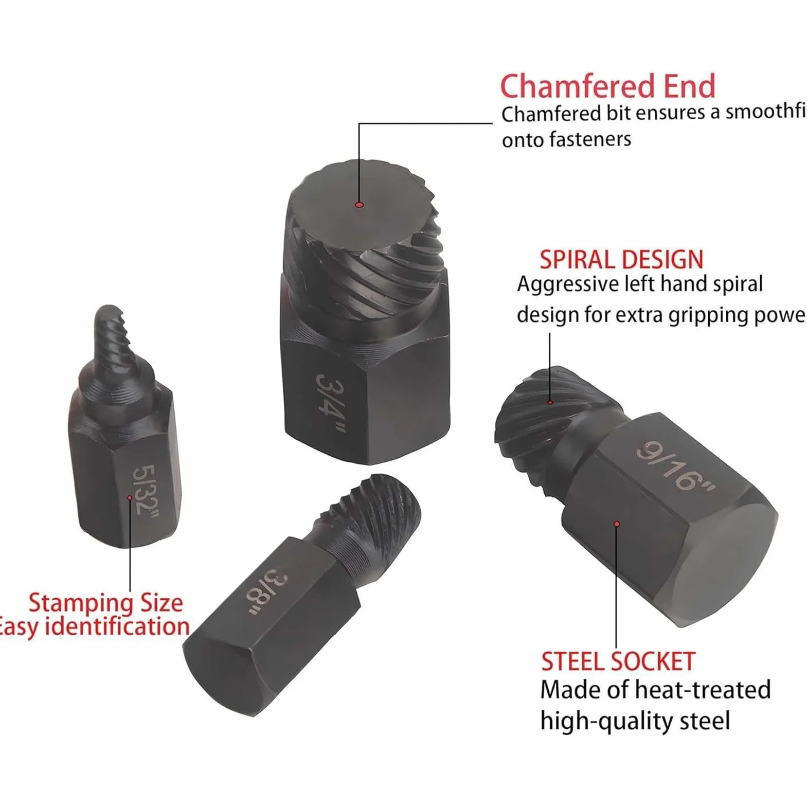 Zestaw nasadek do wyciągania śrub Narzędzia do naprawy gwintów z łbem | 25-elementowy komplet do usuwania uszkodzonych, zerwanych, śrub, kołków, nakrętek Do samochodów,