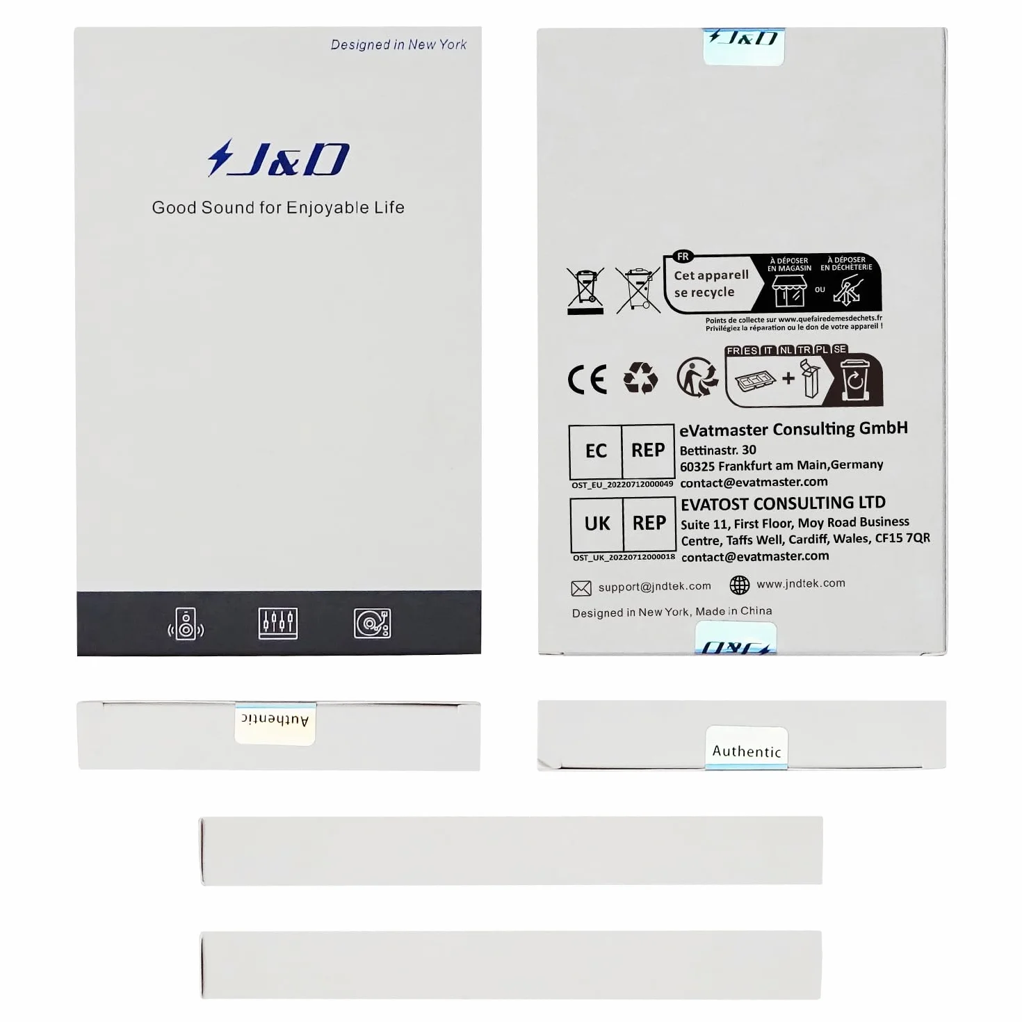 J&D Kabel audio 3,5 mm do Dual RCA, pozłacana miedziana obudowa, 0,9 m