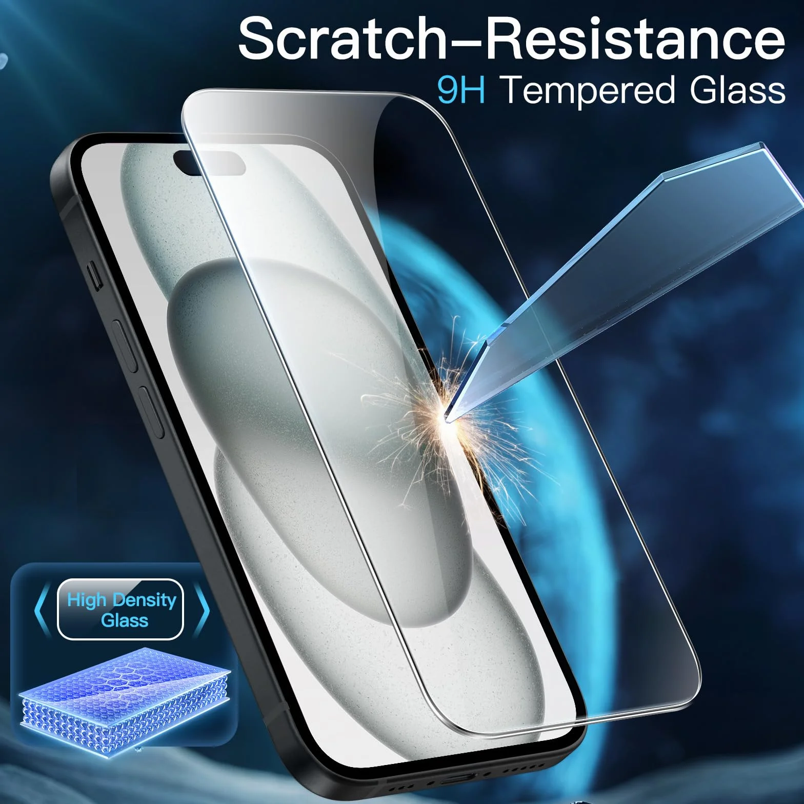 JETech Etui Magnetyczne 3 w 1 iPhone 15 6,1 Cala Szkło Hartowane MagSafe Czarny
