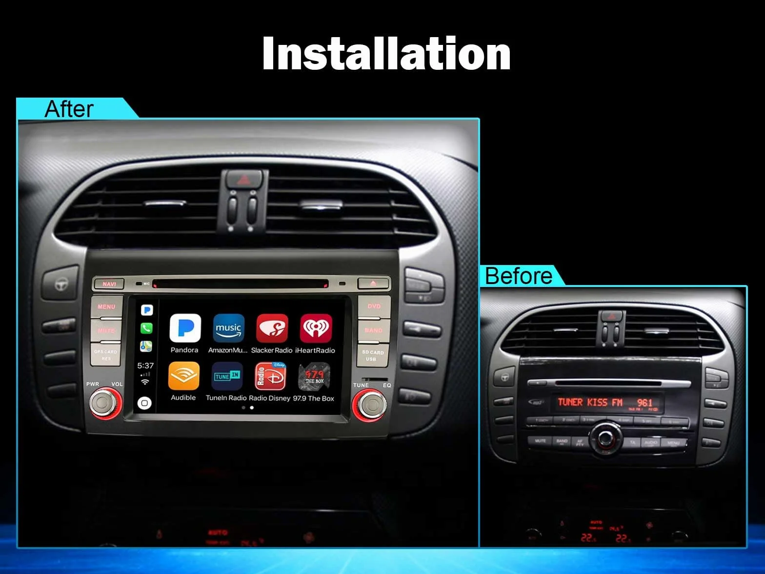 Erisin Radio Samochodowe 7 Cali 8-Rdzeniowe 4GB+64GB Android 14 Bluetooth GPS dla FIAT Bravo 2007-2014