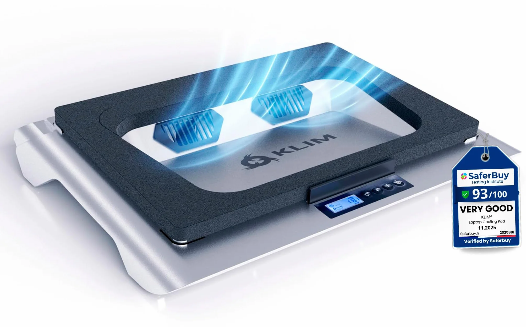 KLIM Everest podkładka chłodząca do laptopa | Mocne wentylatory turbo 4300 RPM | Uszczelniona pianka dla maksymalnego chłodzenia | Chroń swój laptop do gier przed przegrzaniem | Pasuje do laptopów od