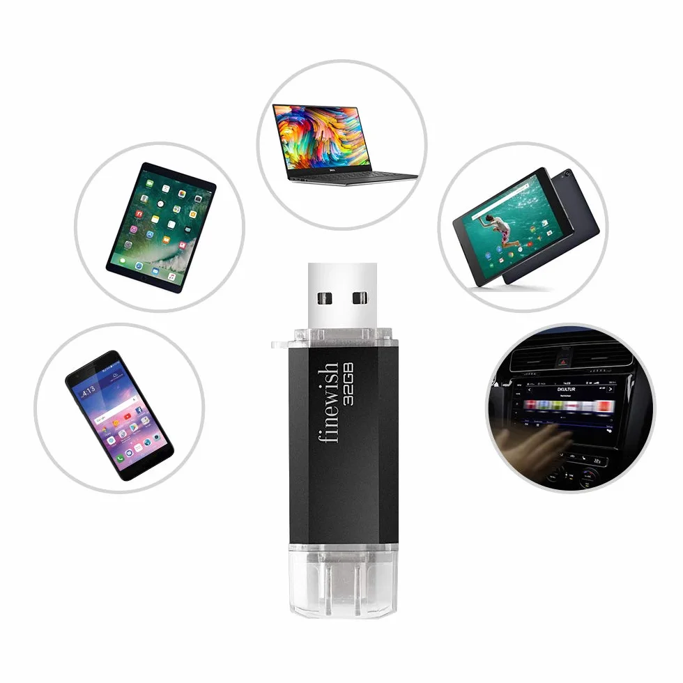 HAODIUSB88 USB Typu C 32 GB 2 w 1 OTG Pamięć Przenośna Czarny