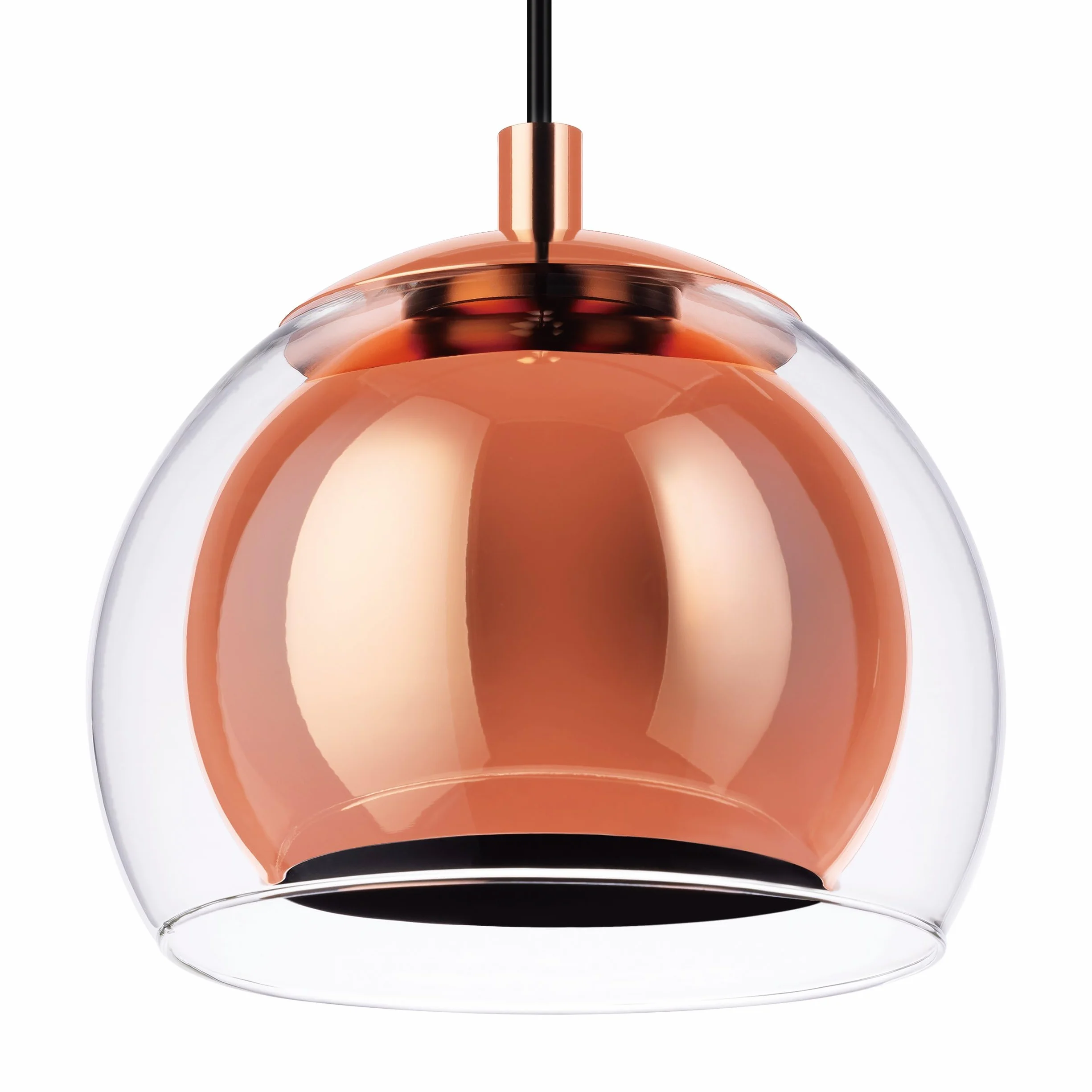 EGLO lampa wisząca Rocamar, 1-płomienna lampa sufitowa | metalowa lampa wisząca w kolorze miedzi z przezroczystym szkłem, lampa do jadalni, lampa do salonu z oprawką E27