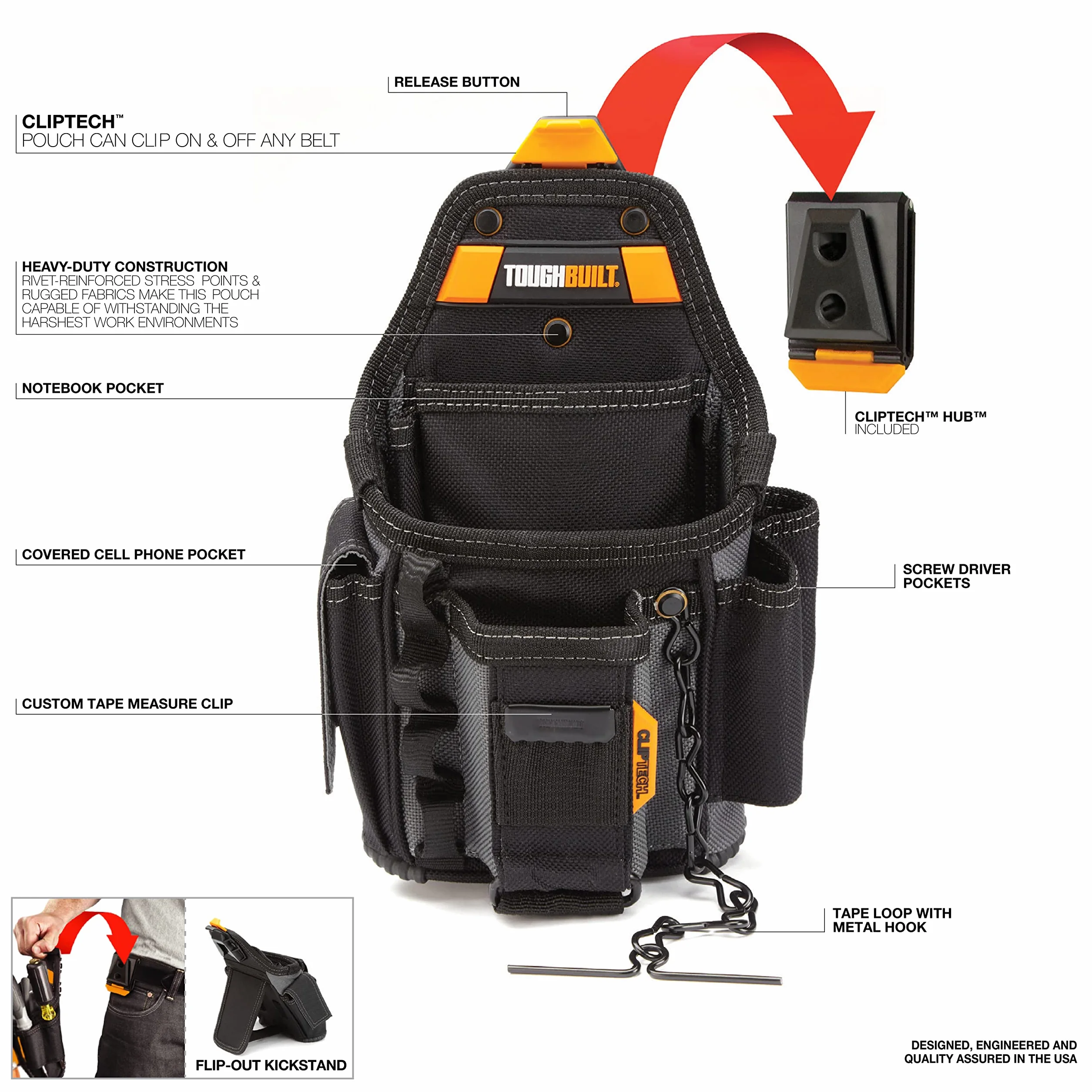 TOUGHBUILT TOU-CT-34 torba dla małych elektryków, czarna