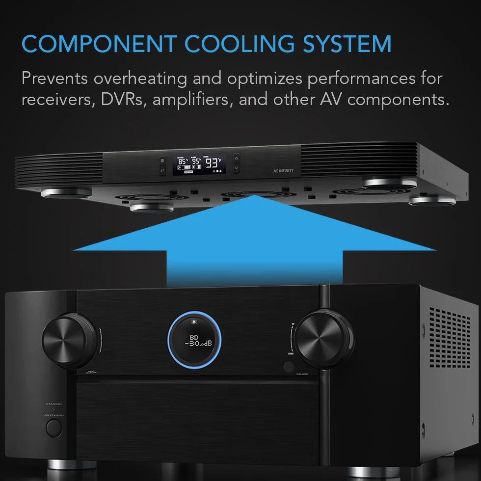 AC Infinity AIRCOM T10 leises Lüftersystem 43 cm für Receiver Verstärker DVR AV-Komponenten