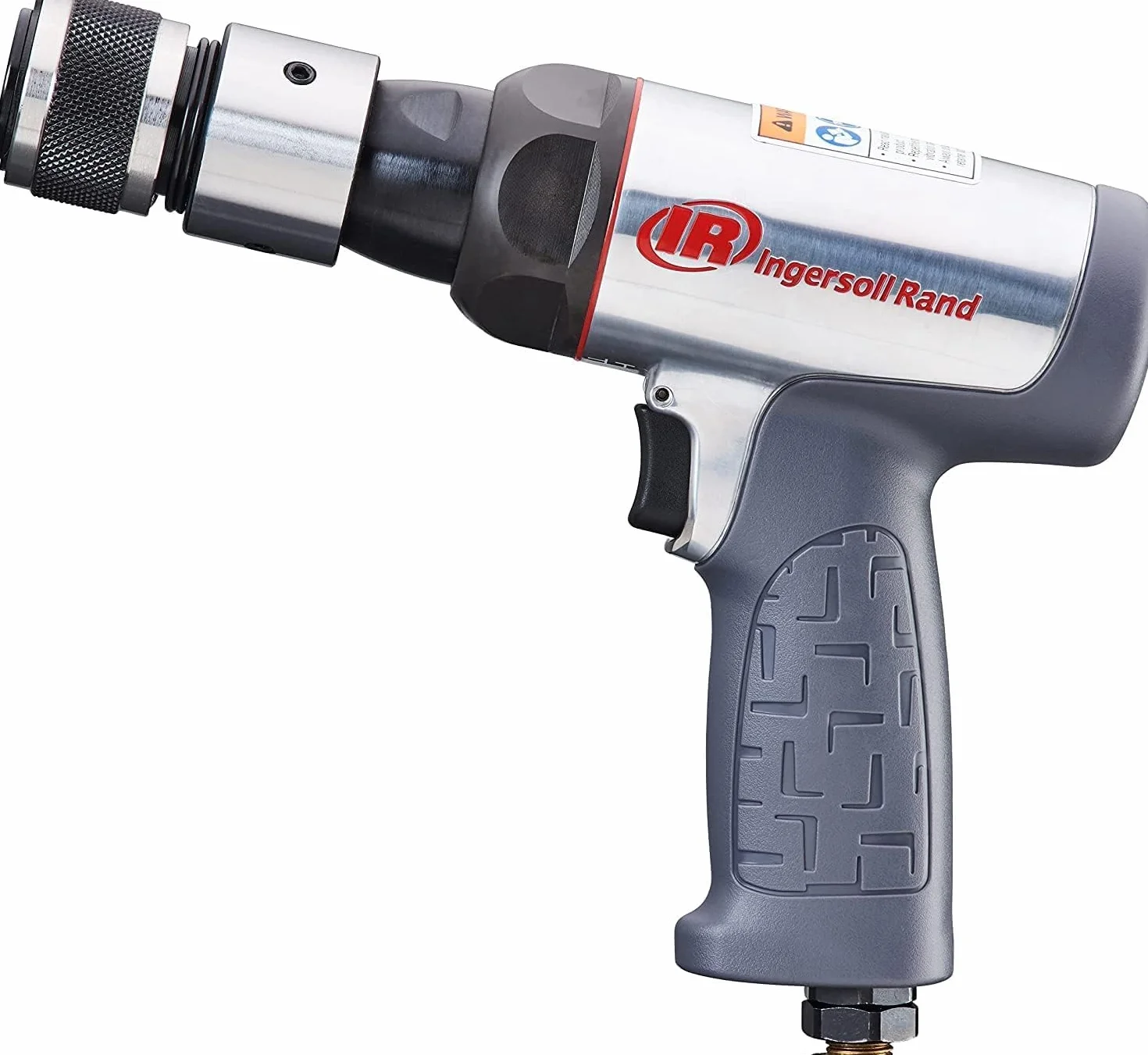 Młot pneumatyczny Ingersoll Rand 123MAXH, lekki, antywibracyjny, z krótkim trzpieniem i szybkozłączką do wymiany dłut.