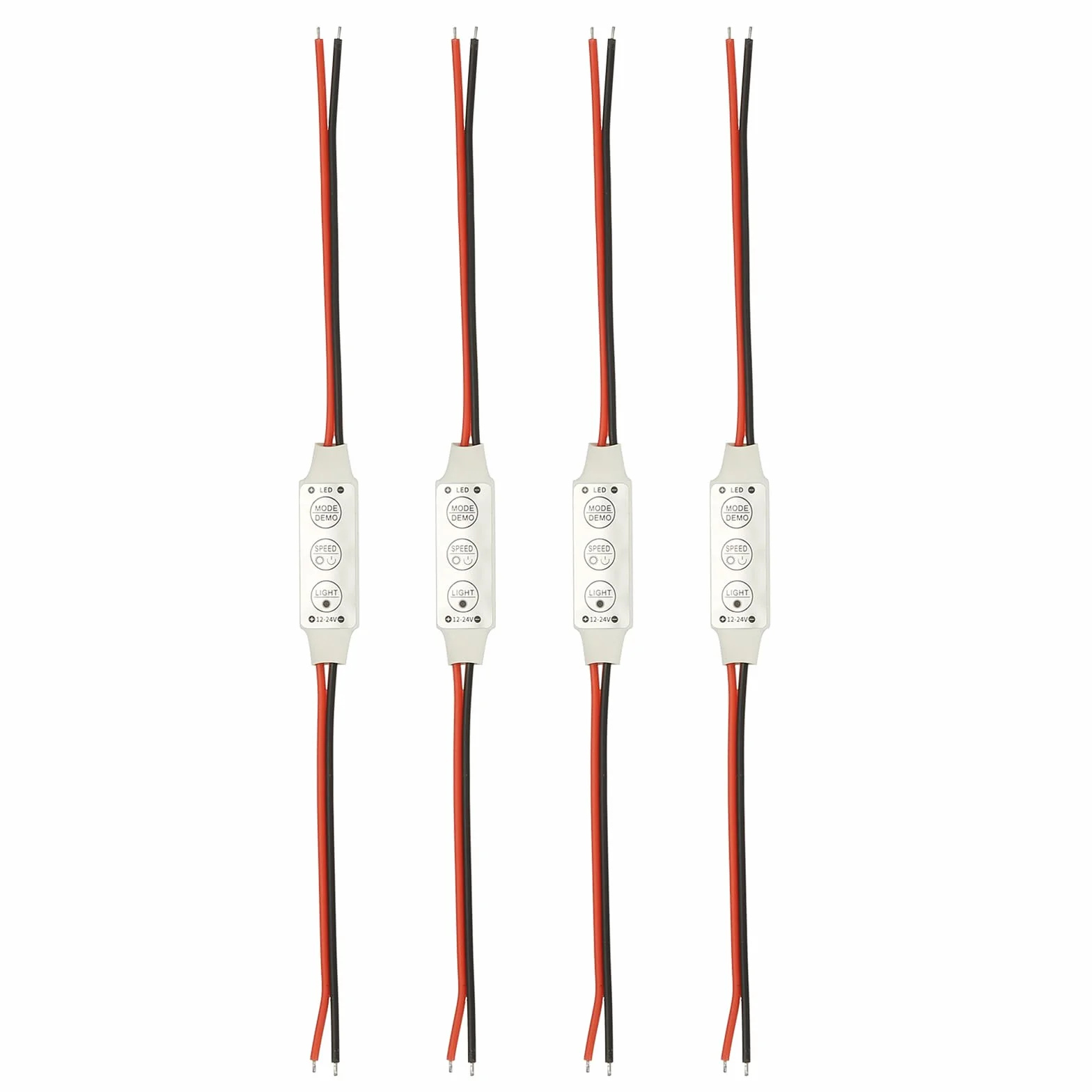 QUARKZMAN Kontroler taśm LED, DC 12 V do 24 V 6 A, 3 przyciski, regulacja jasności, ściemniacz, przełącznik lampy do jednokolorowych pasków, opakowanie zawiera 4 szt