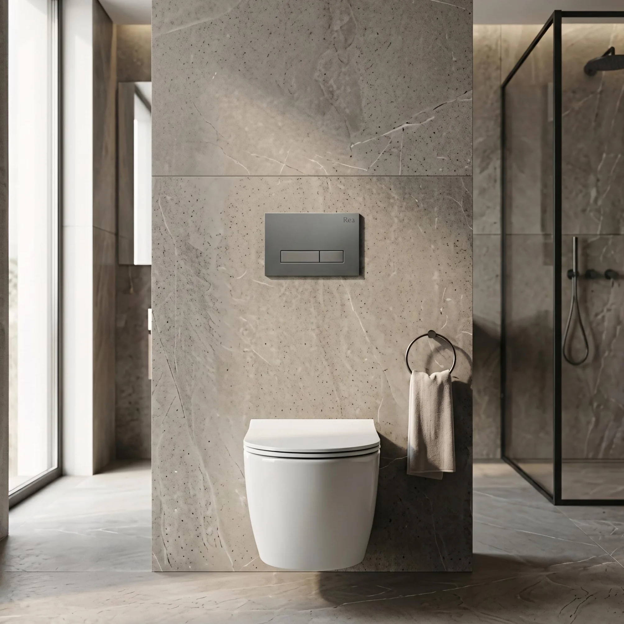 Rea - Stelaż Zestaw Podtynkowy Slim 024n Do Mis Wc Z Przyciskiem Hd Tytan - 22x35,2x106,2 cm