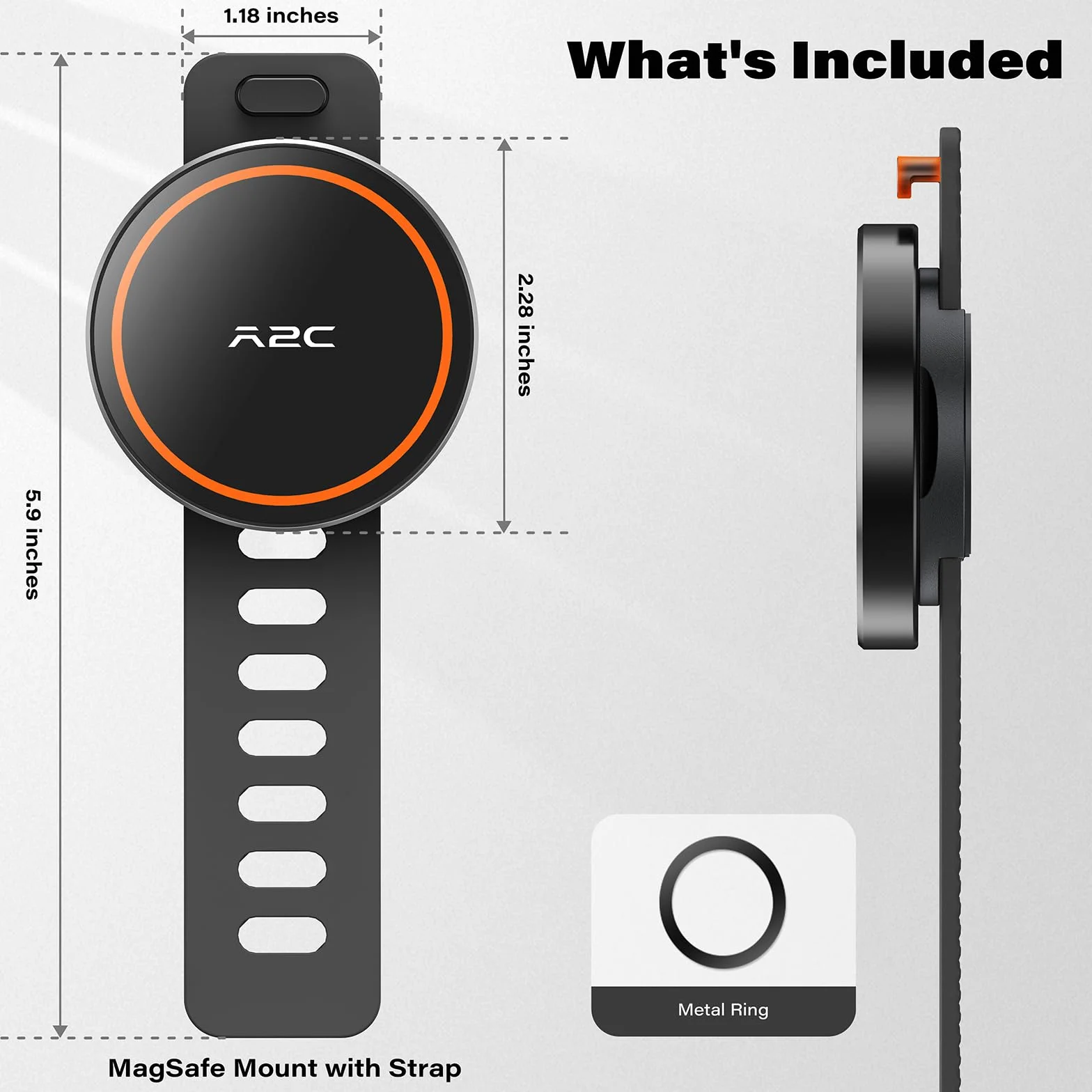 A2C Magnetyczny Uchwyt na Telefon do Siłowni i Sprzętu Fitness, Uchwyt MagSafe do Rowerów Treningowych, Bieżni, Wózków i Wózków Sklepowych, Kompatybilny z Smartfonami 4.7–6.5"