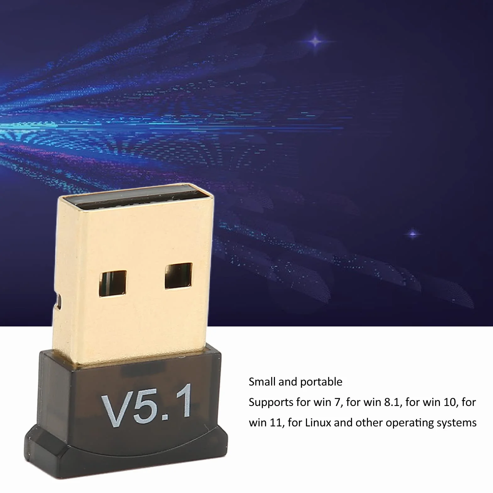 Bezprzewodowy Adapter USB Bluetooth 5.1 Odbiornik Audio dla Systemu 7/8.1/10/11 Linux