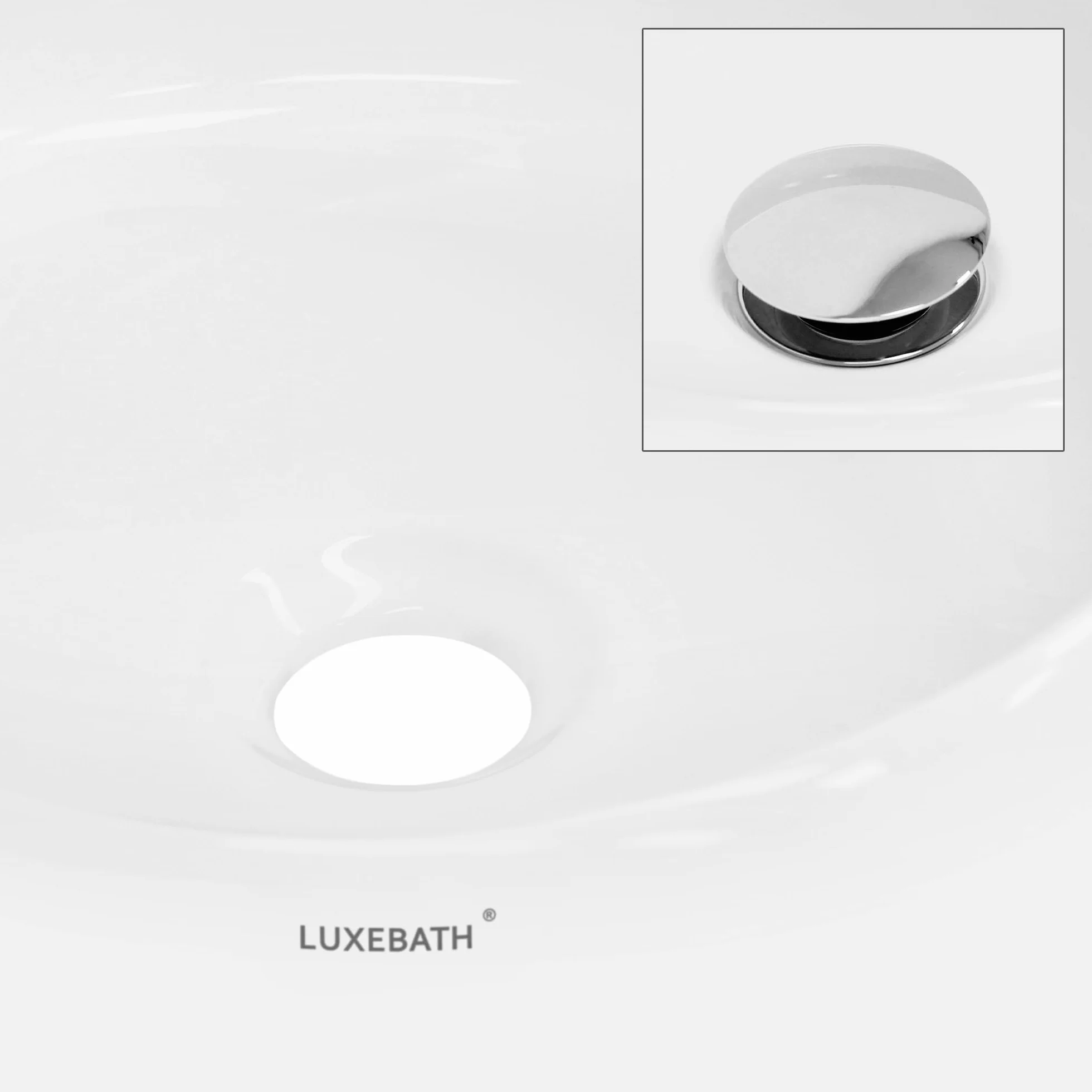 LuxeBath umywalka umywalka Ø 350 x 120 mm biala ceramiczna z kompletem odplywowym do umywalki bez przelewu umywalka nablatowa umywalka