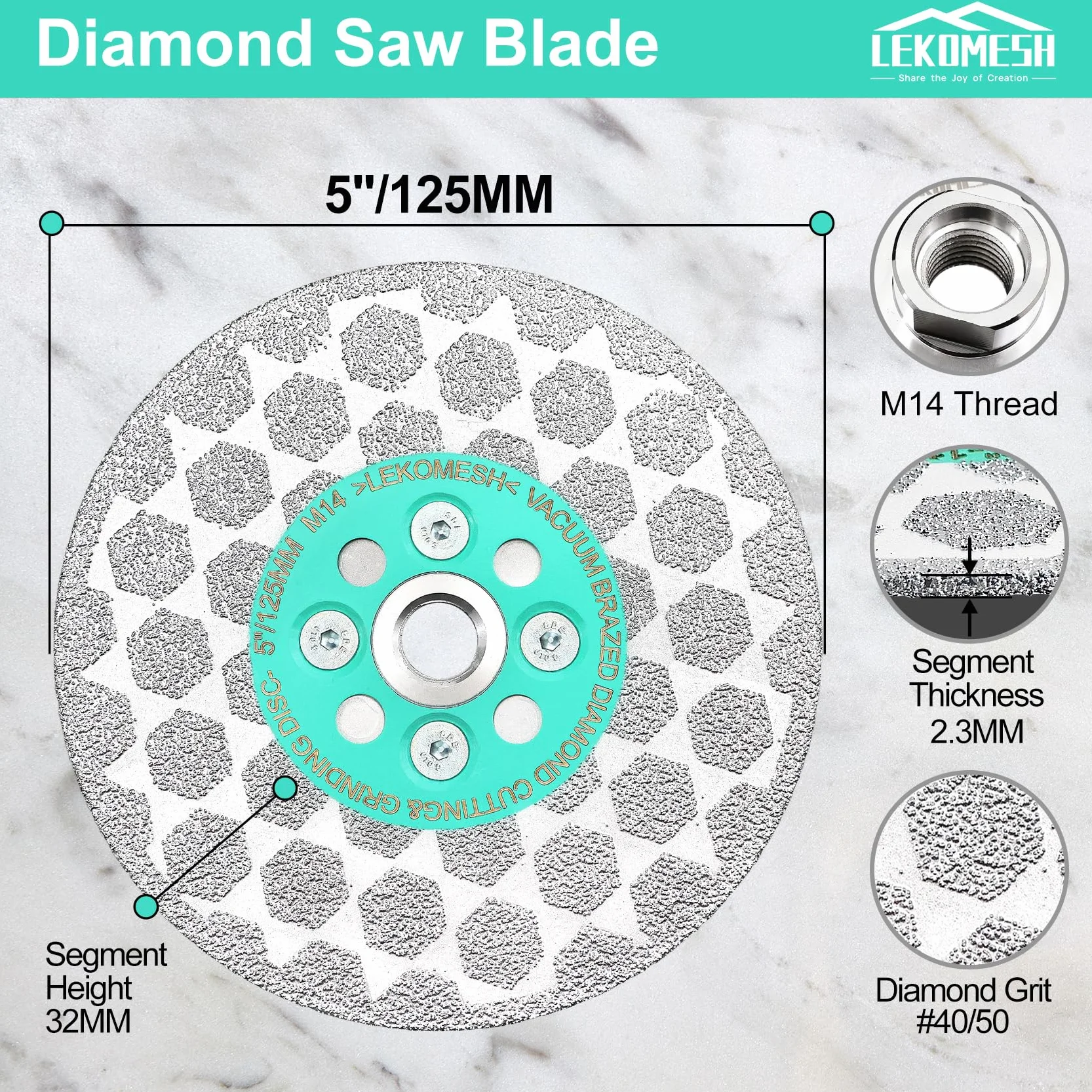 Diamentowa tarcza do cięcia 125 mm (2 sztuki) – diamentowa tarcza diamentowa 125 mm, dwustronna do cięcia, szlifowania porcelany, ceramiki, płytek, marmuru, granitu, sztucznego kamienia
