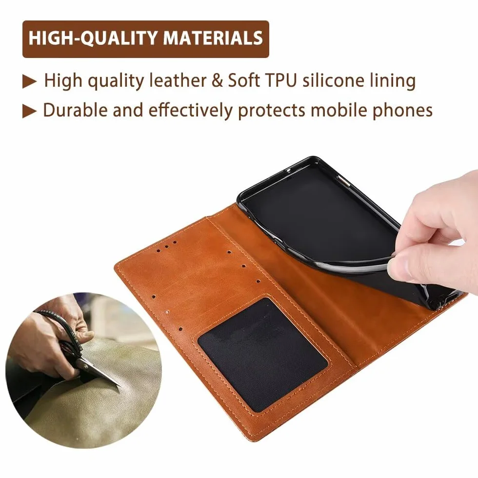 EASSGU Etui do Motorola Moto g56 5G (6,72 cala) z klapką ze skóry PU magnetyczne, 3 gniazda kart, portfel, czarne